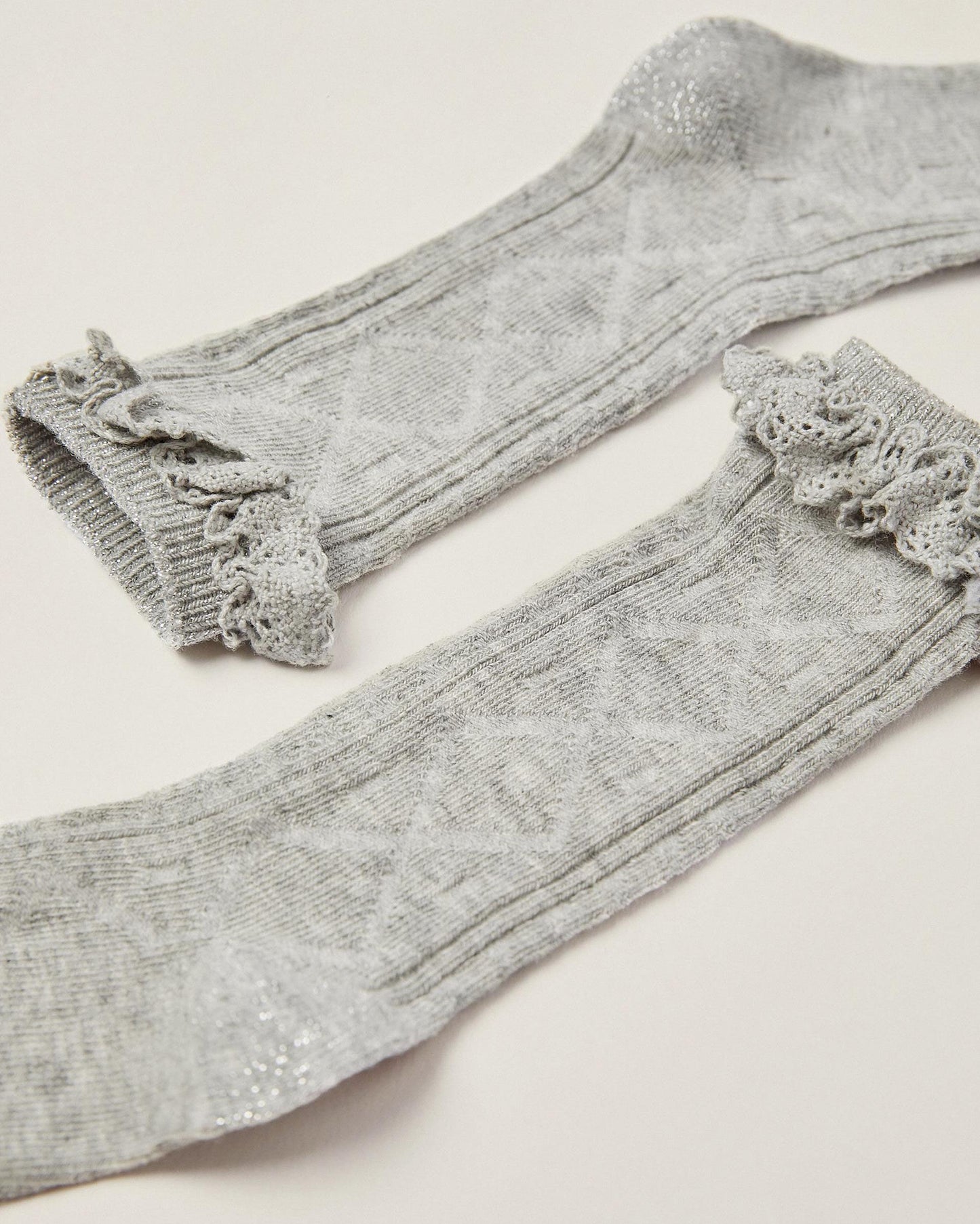 Socks with Lace for Baby Girls, Grey