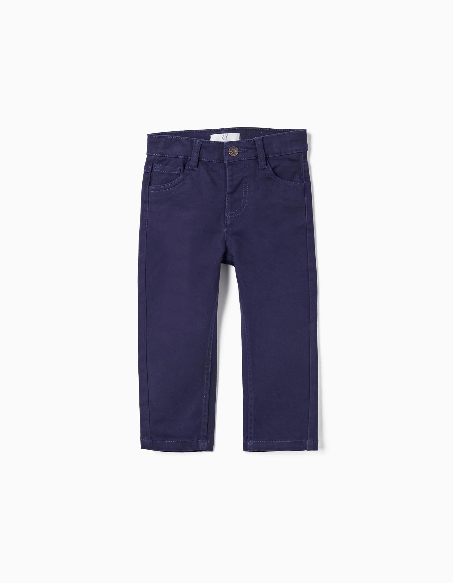 Cotton Twill Trousers for Baby Boys, Dark Blue