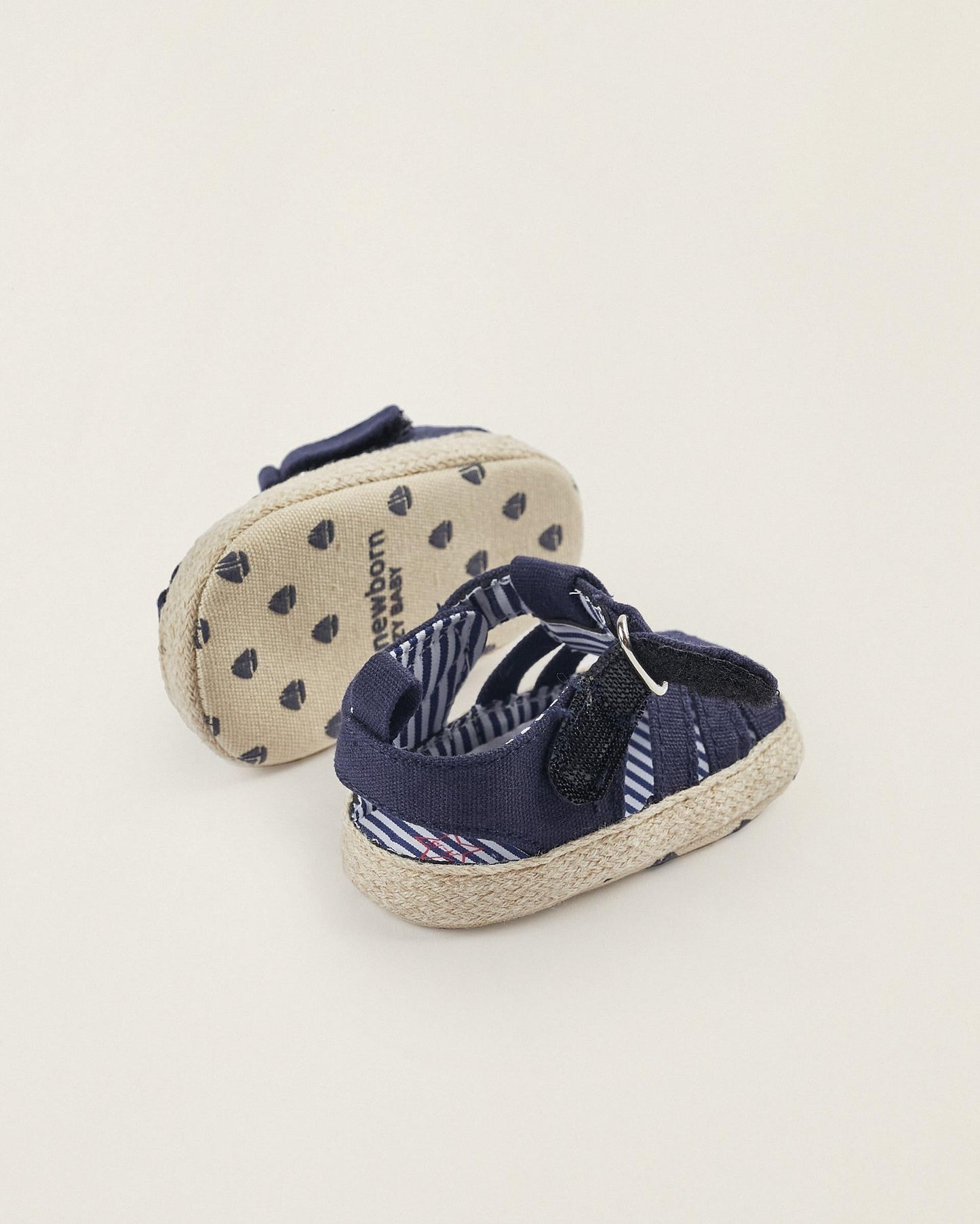 Fabric Strappy Sandals for Newborn Boys, Dark Blue