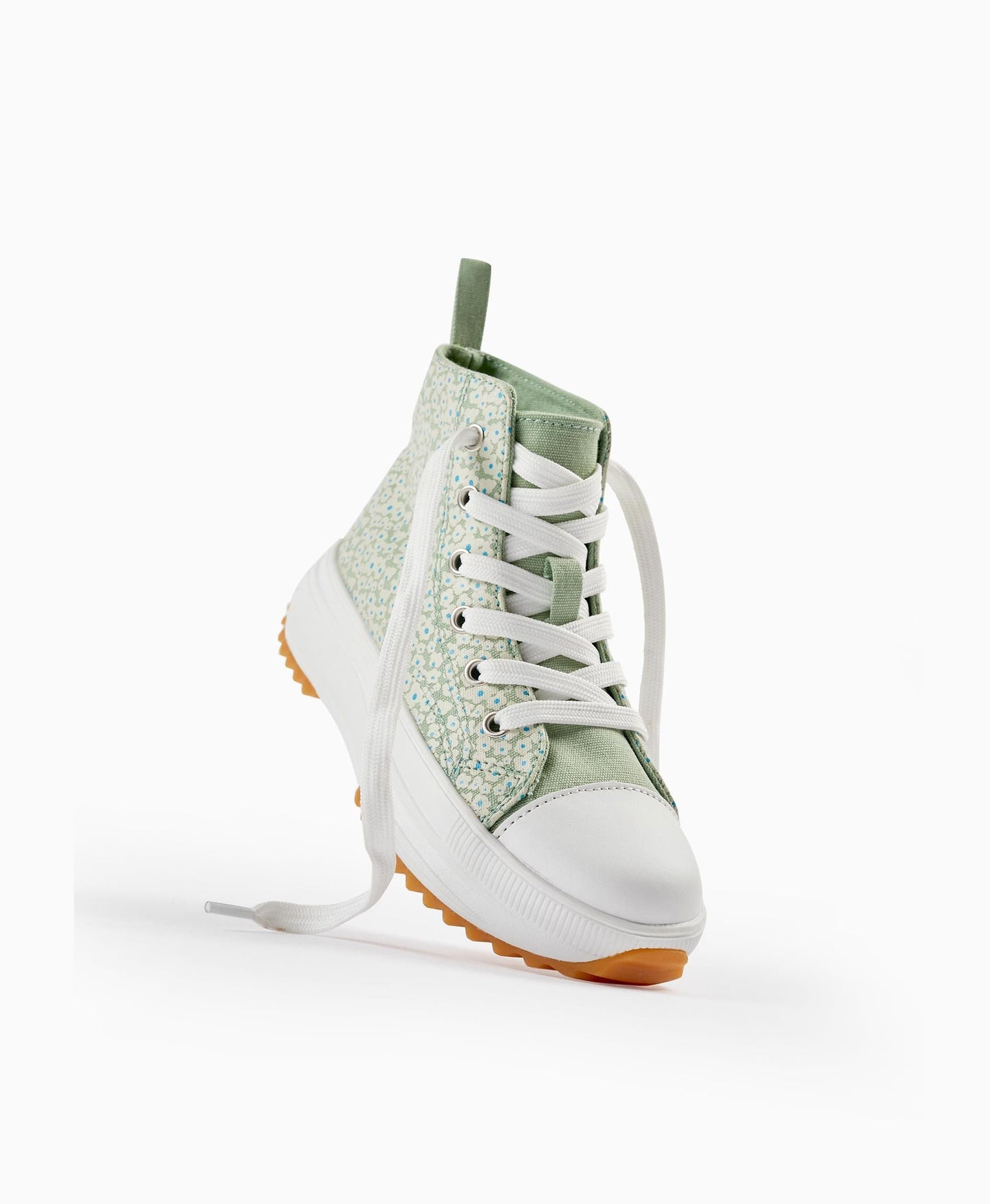 High-top Sneakers for Girls 'Floral', White/Green