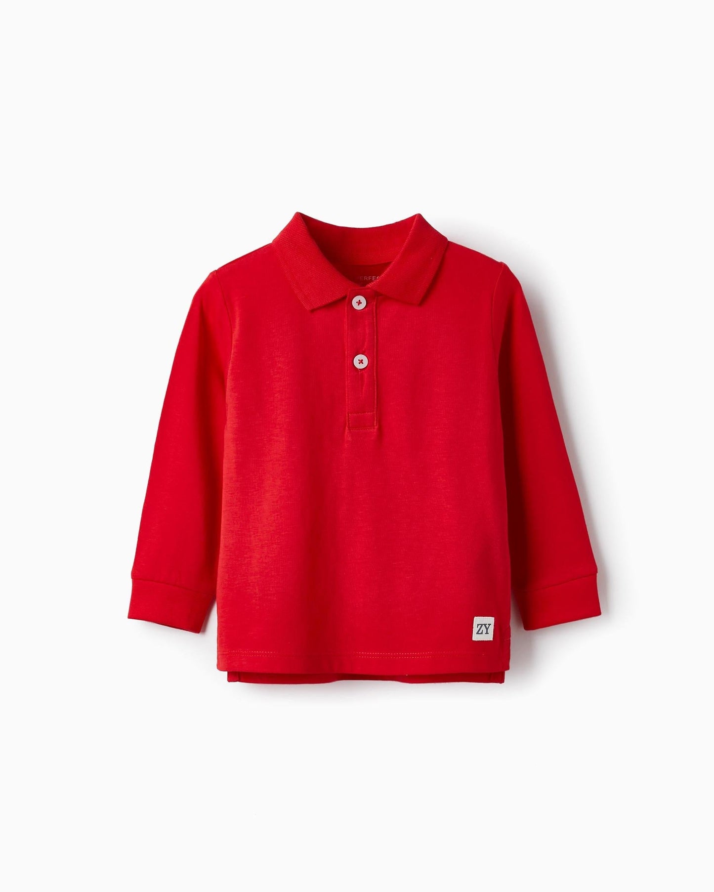 Long Sleeve Cotton Polo for Baby Boys, Red
