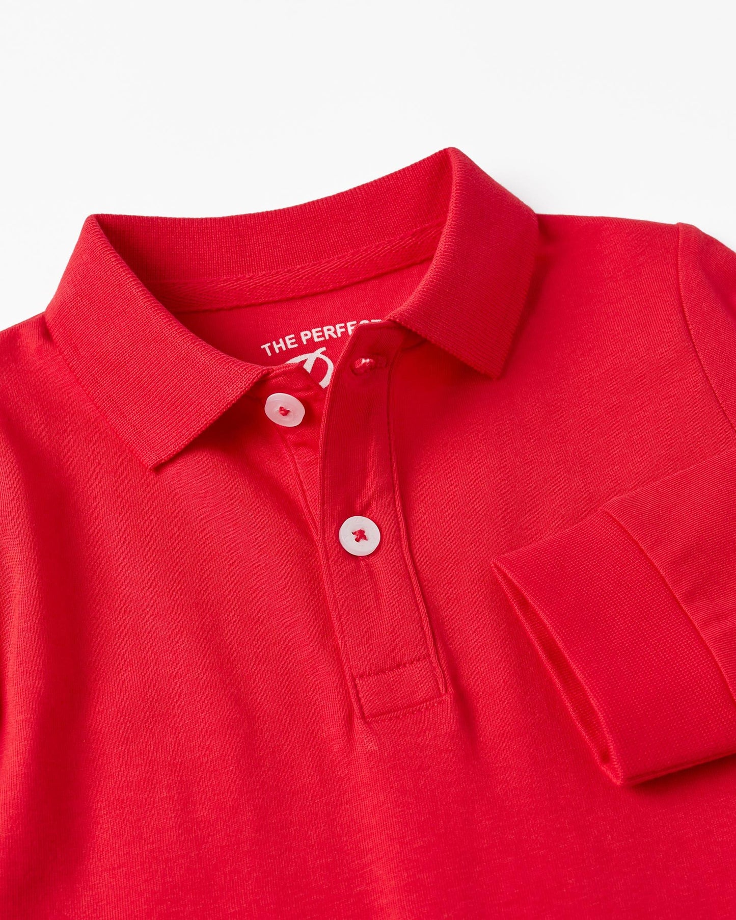 Long Sleeve Cotton Polo for Baby Boys, Red