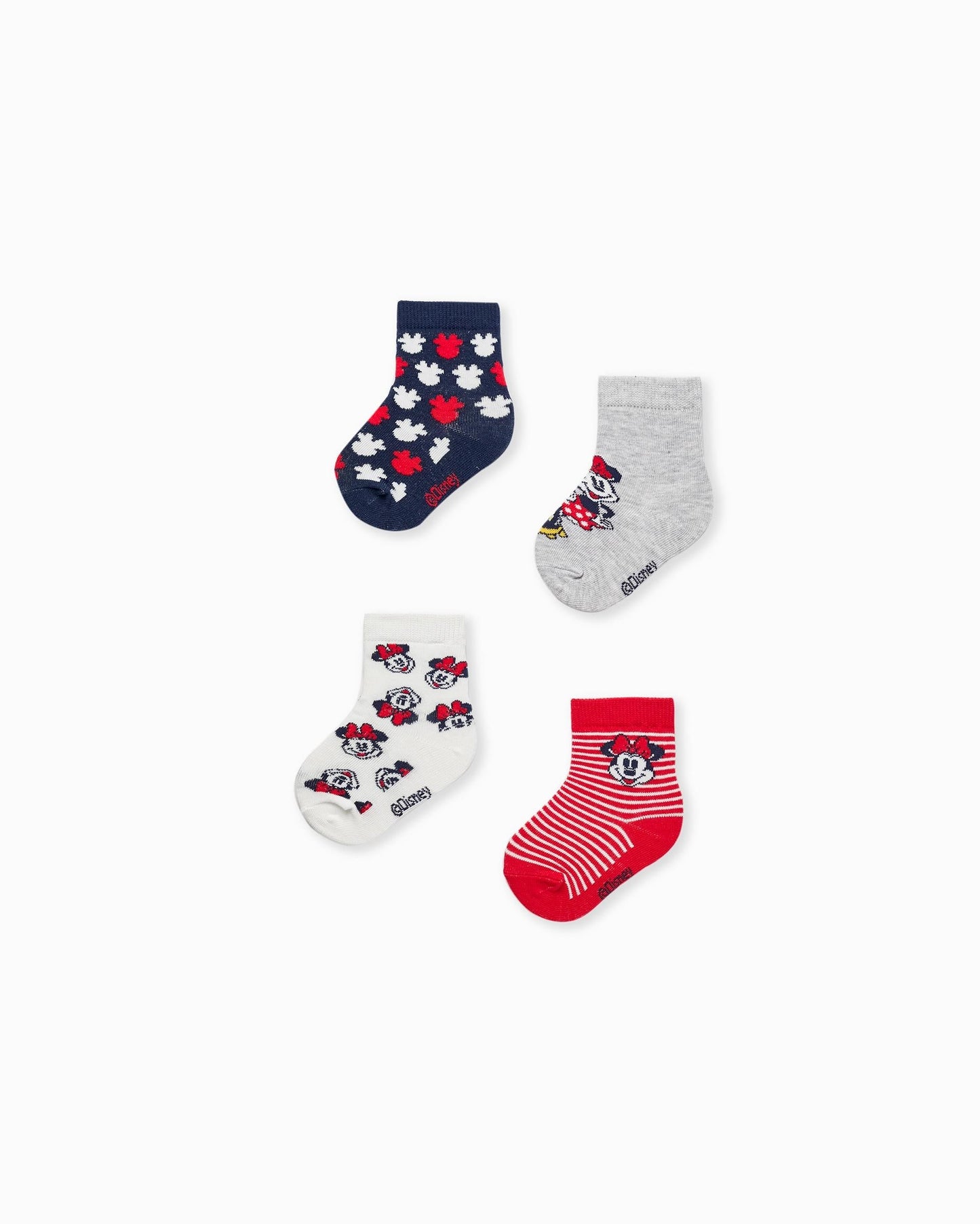 Pack of 4 Pairs of Socks for Baby Girls 'Minnie', Multicolour