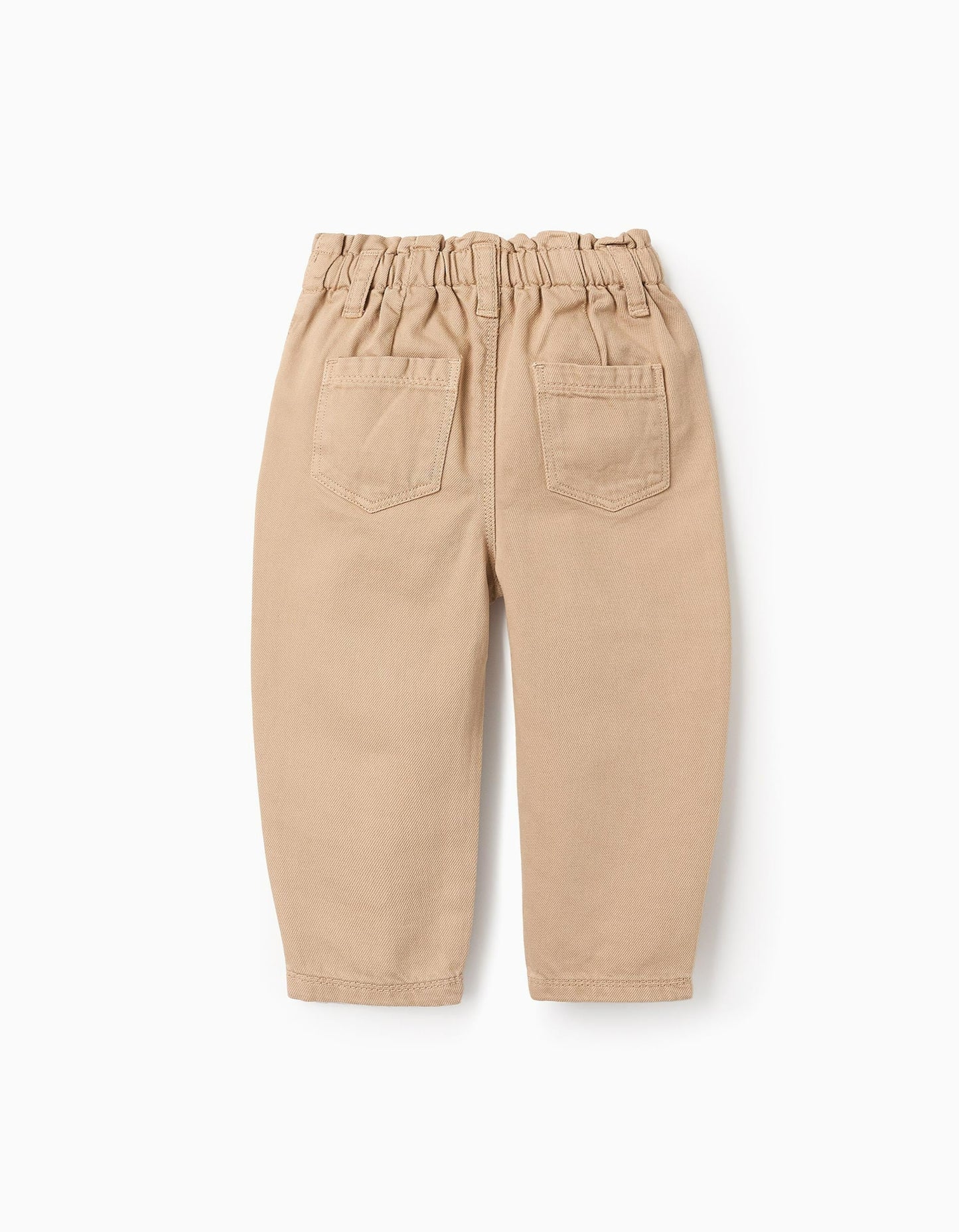 Twill Footed Trousers for Baby Girls 'Paperbag', Beige
