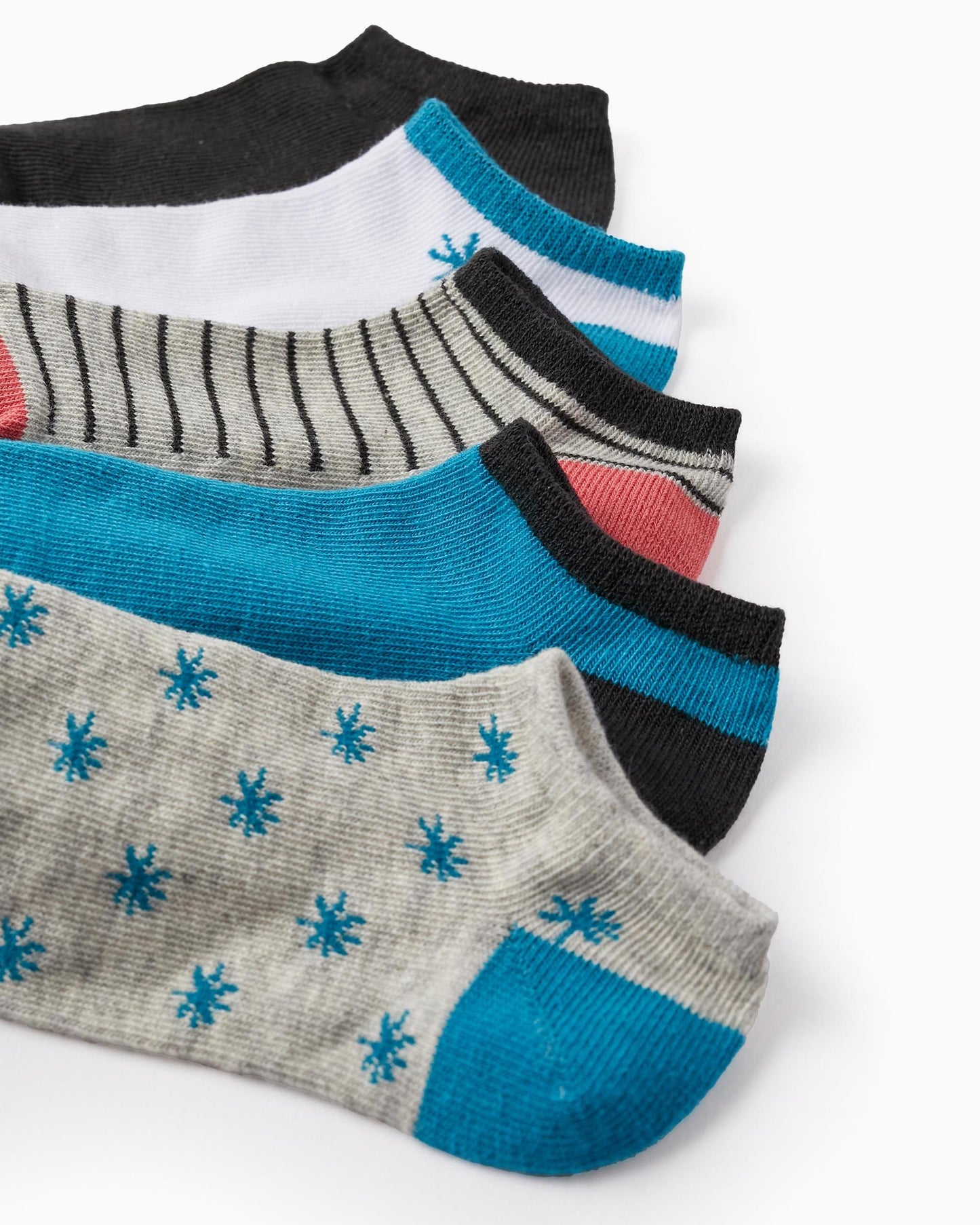 Pack of 5 Pairs of Ankle Socks for Boys 'Stars', Multicolour