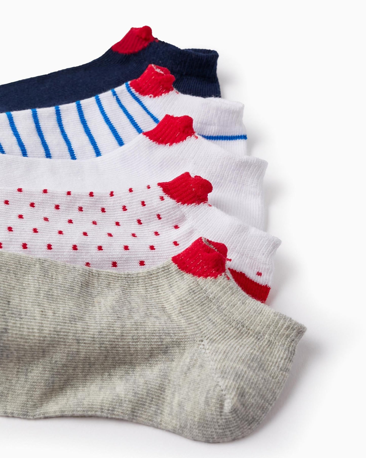 Pack of 5 Pairs of Ankle Socks for Girls 'Hearts', Multicolour