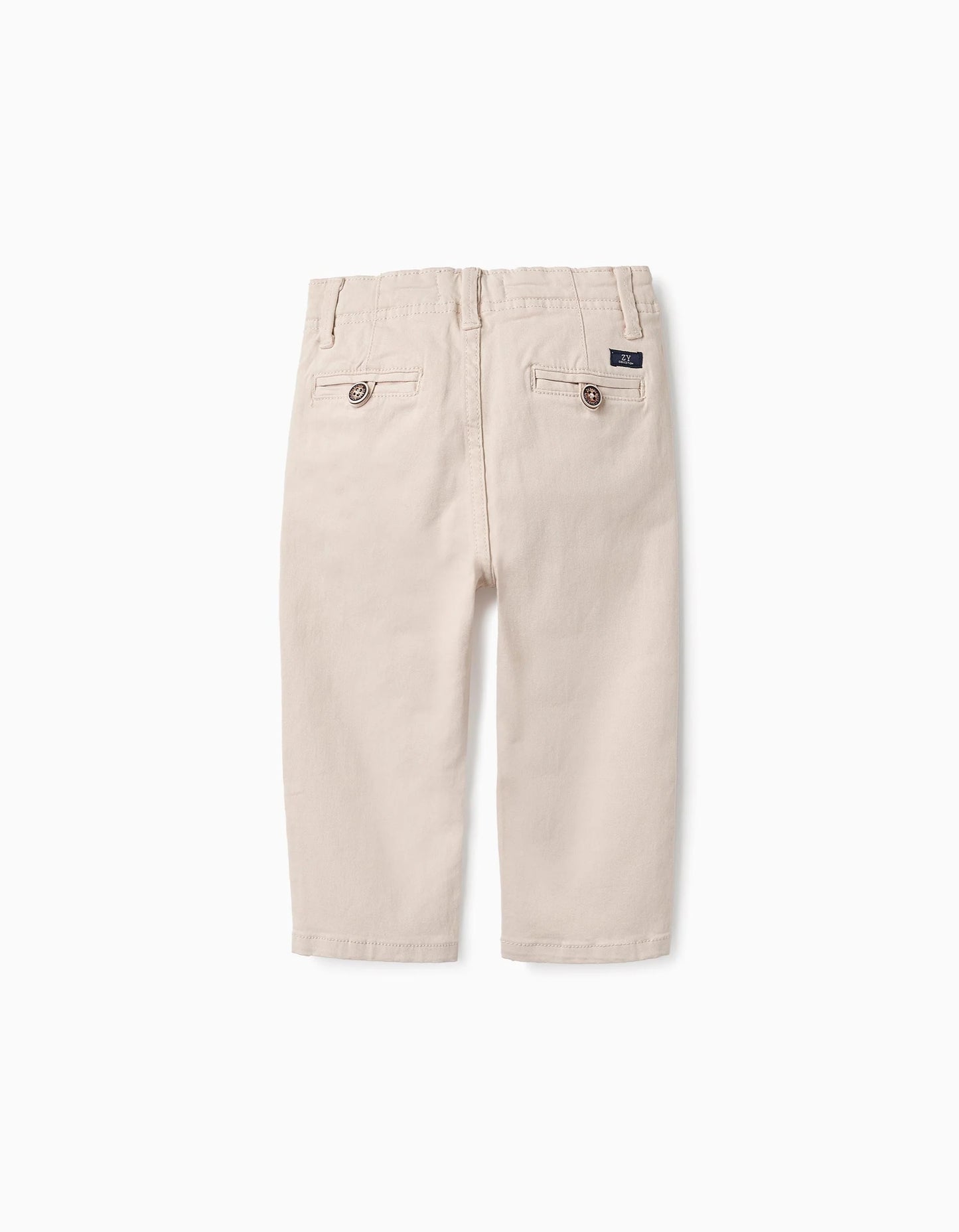 Twill Chino Trousers for Baby Boys, Beige
