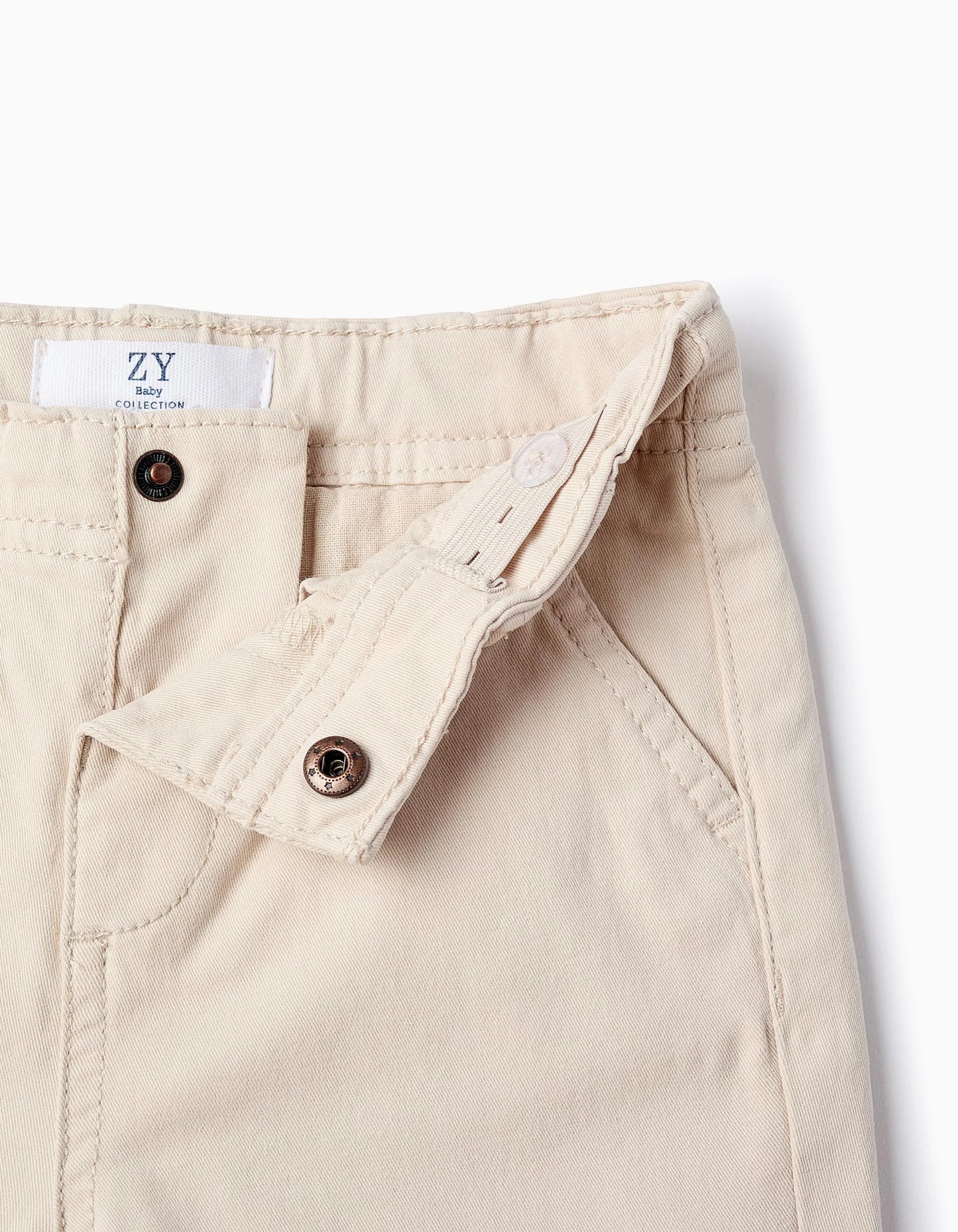 Twill Chino Trousers for Baby Boys, Beige