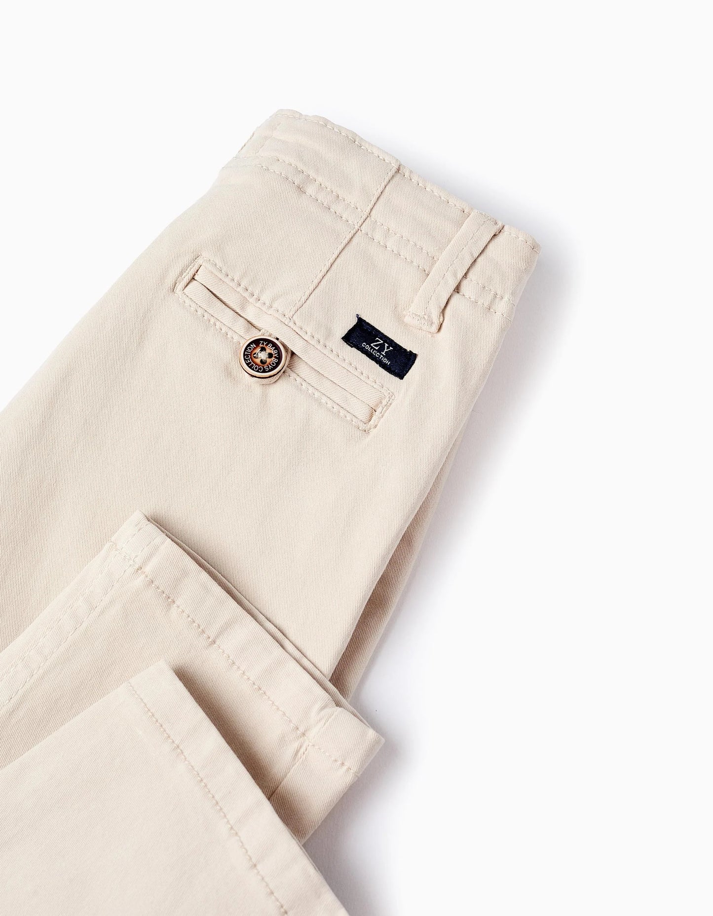 Twill Chino Trousers for Baby Boys, Beige