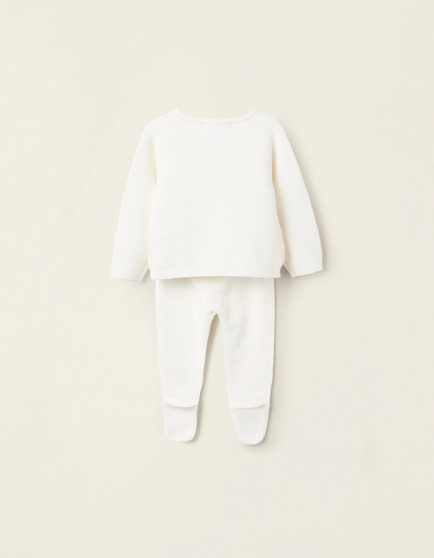 Openwork Knitwear Set for Newborns, White