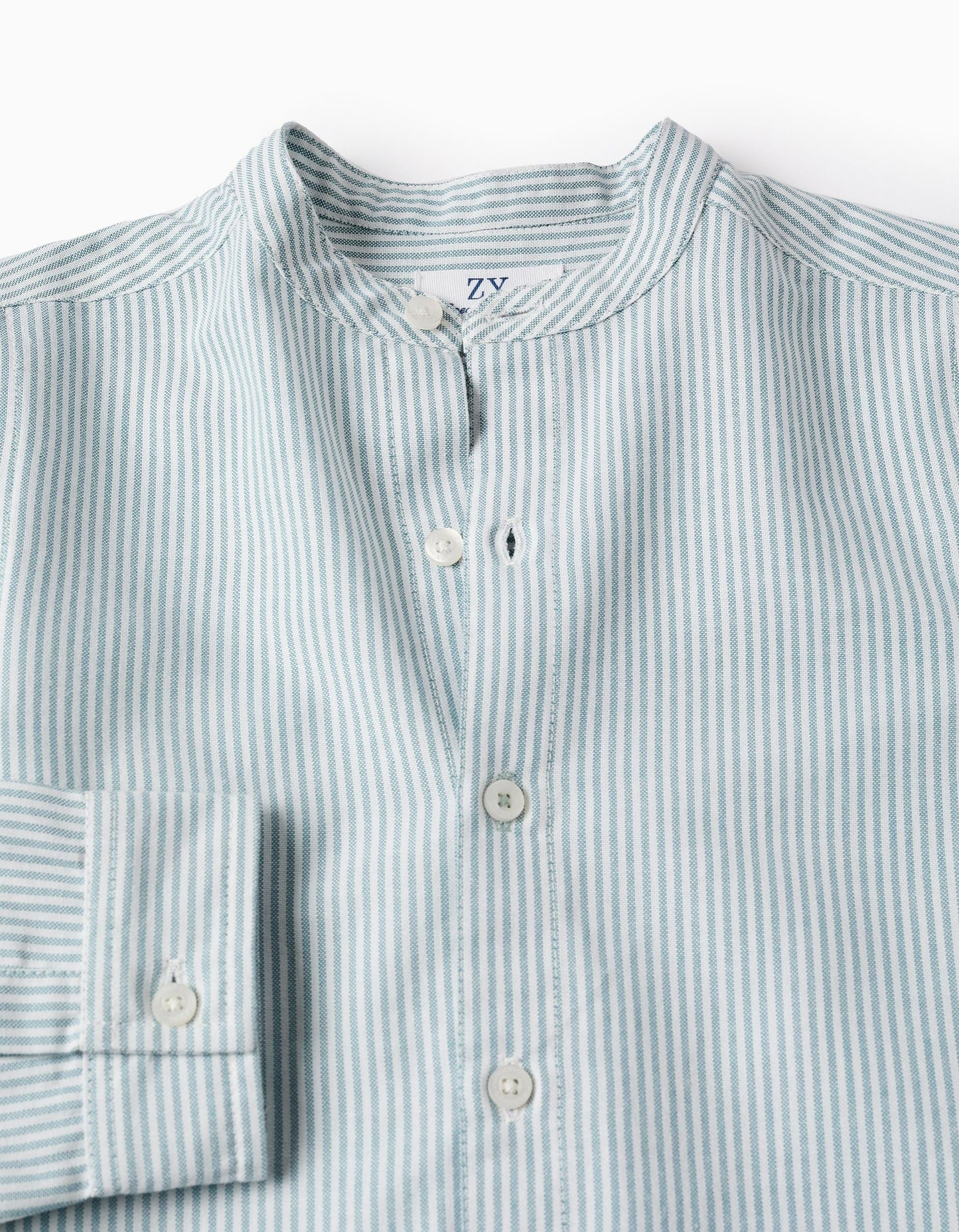 Striped Shirt + Twill Shorts for Boys, Blue/Beige