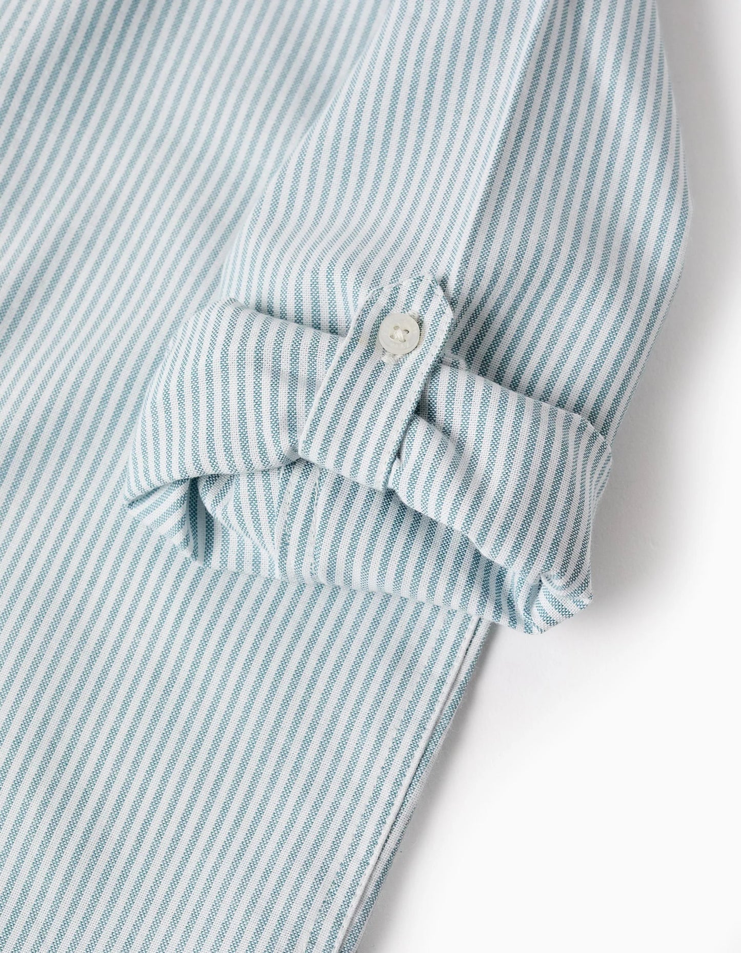 Striped Shirt + Twill Shorts for Boys, Blue/Beige