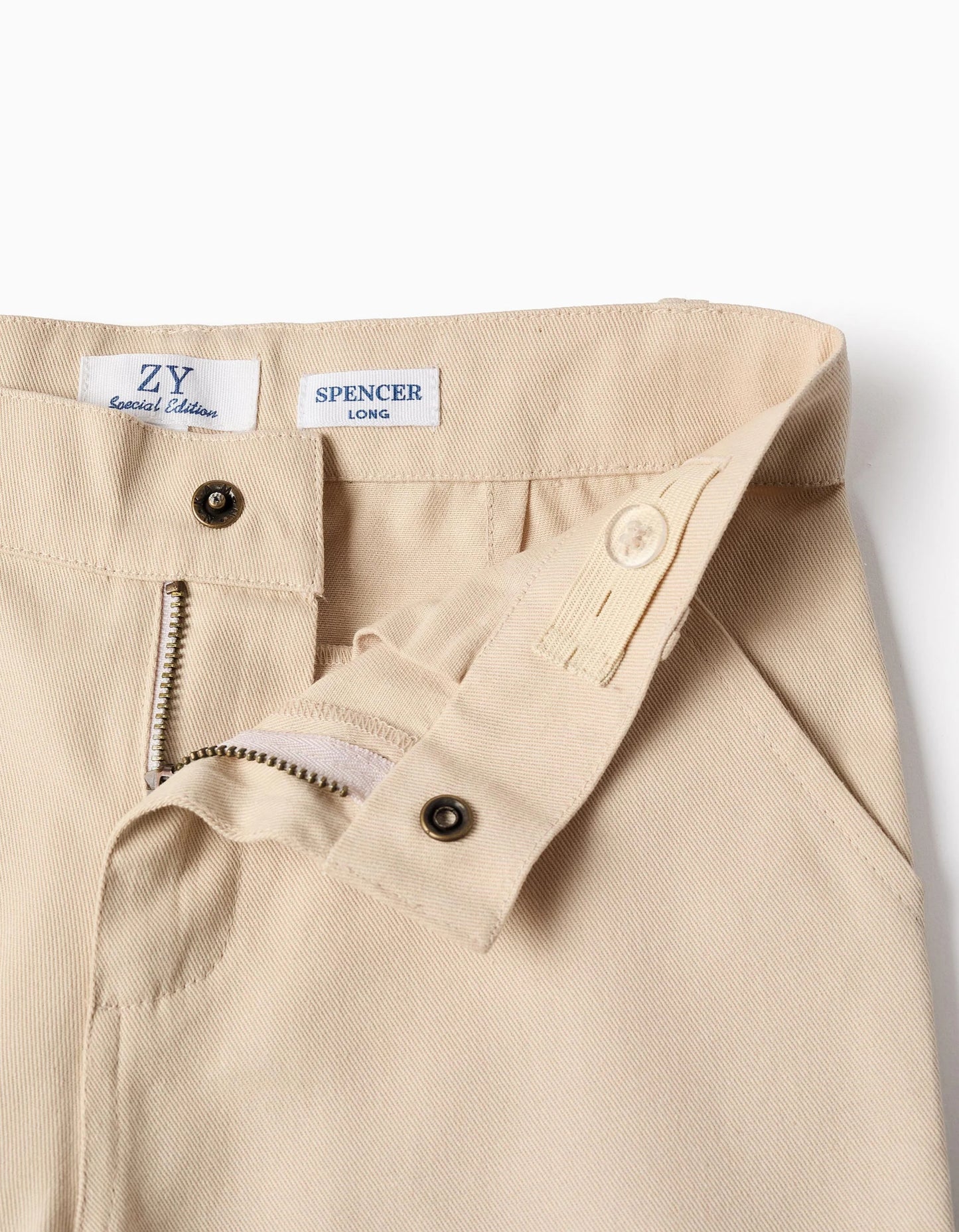 Striped Shirt + Twill Shorts for Boys, Blue/Beige