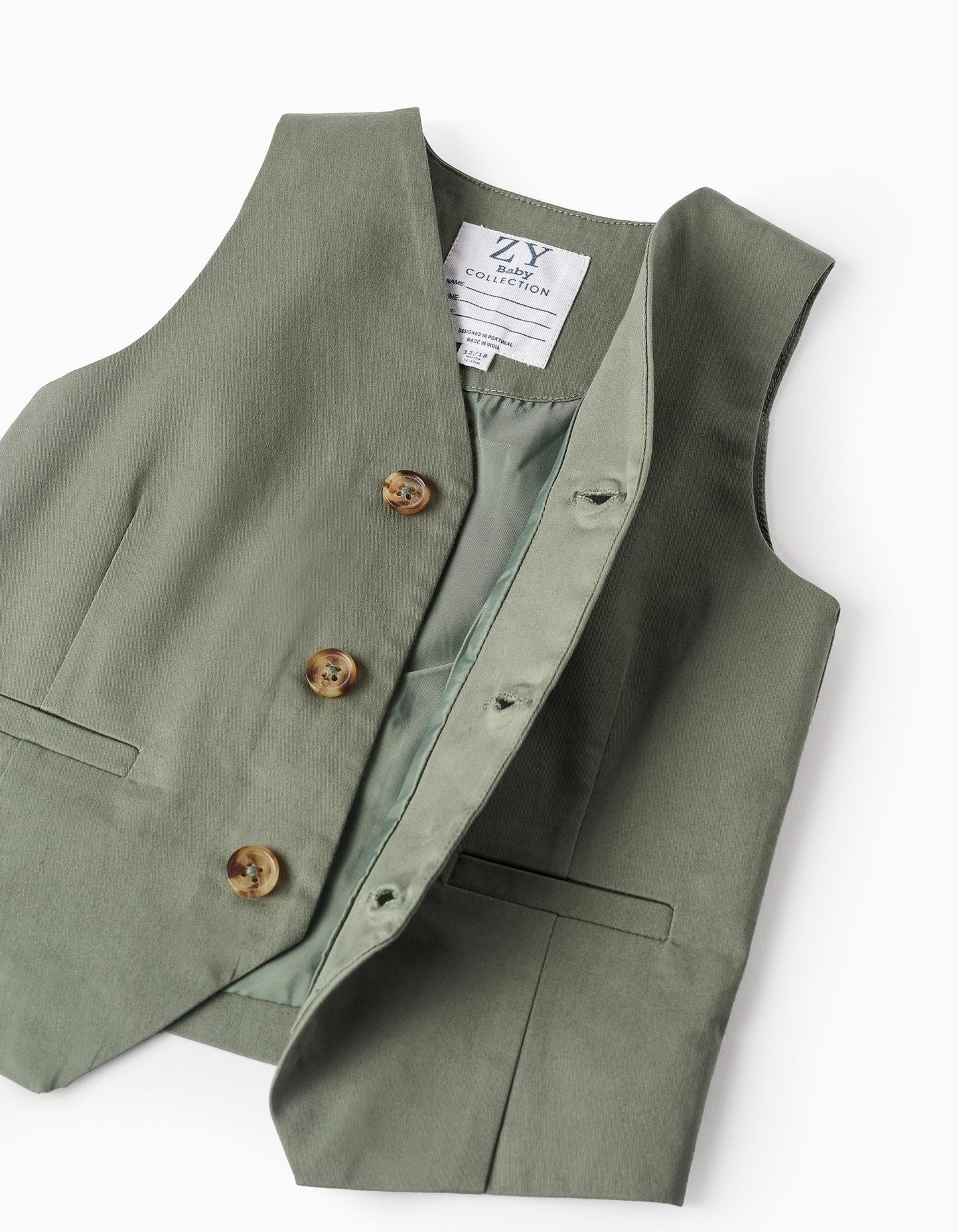 Twill Waistcoat for Baby Boys, Green
