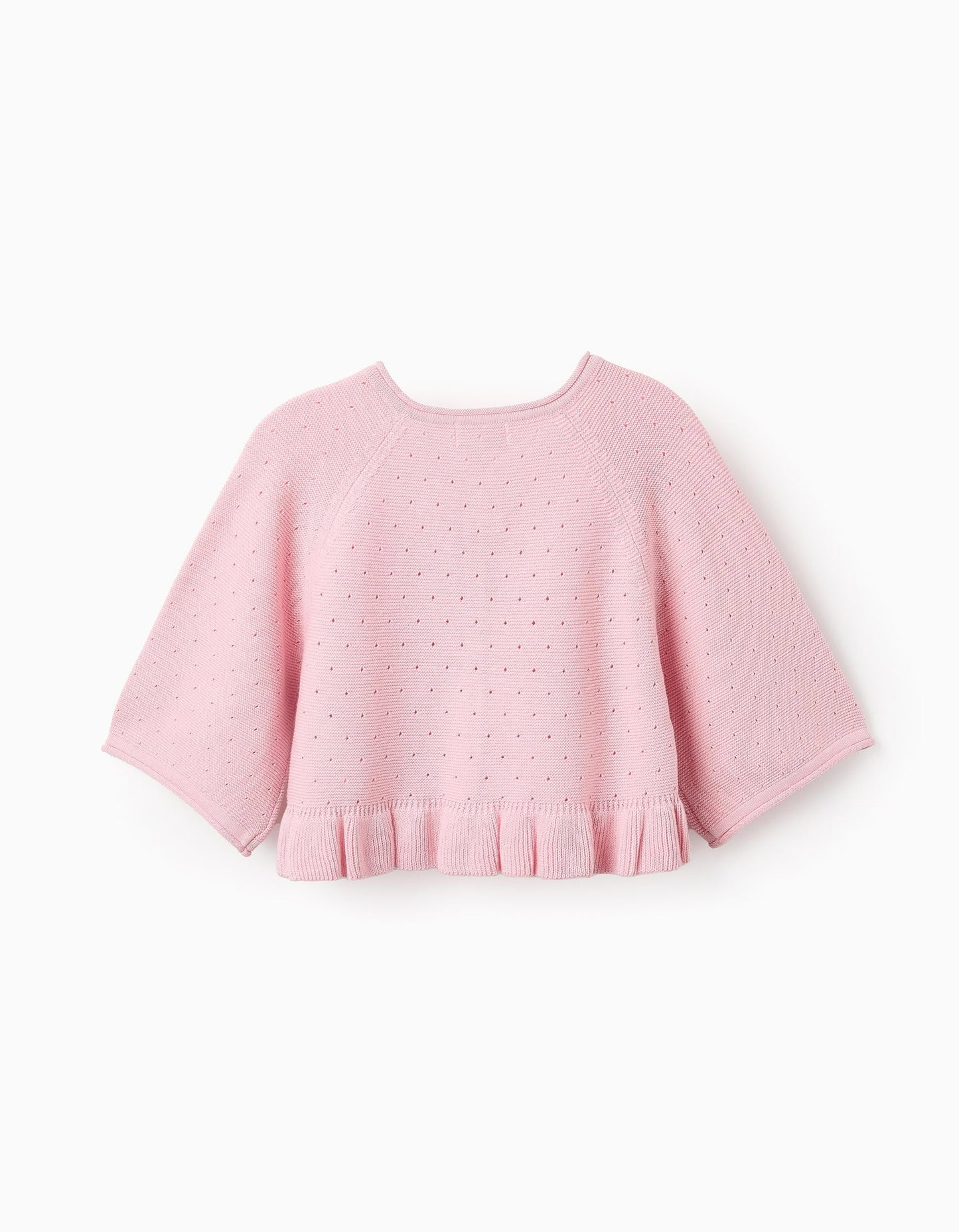 Openwork Cardigan with Ruffles for Girls, Pink