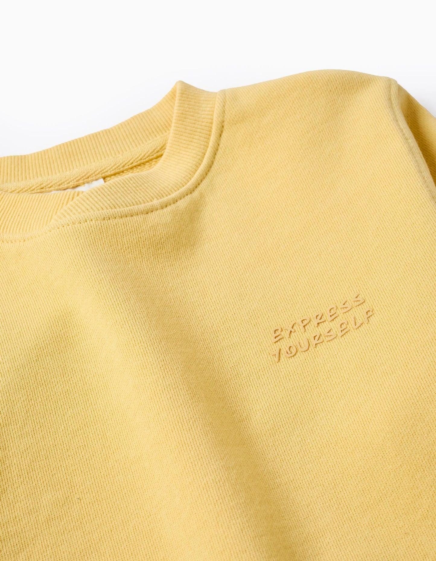 Cotton Sweatshirt with Kangaroo Pocket for Boys, Yellow