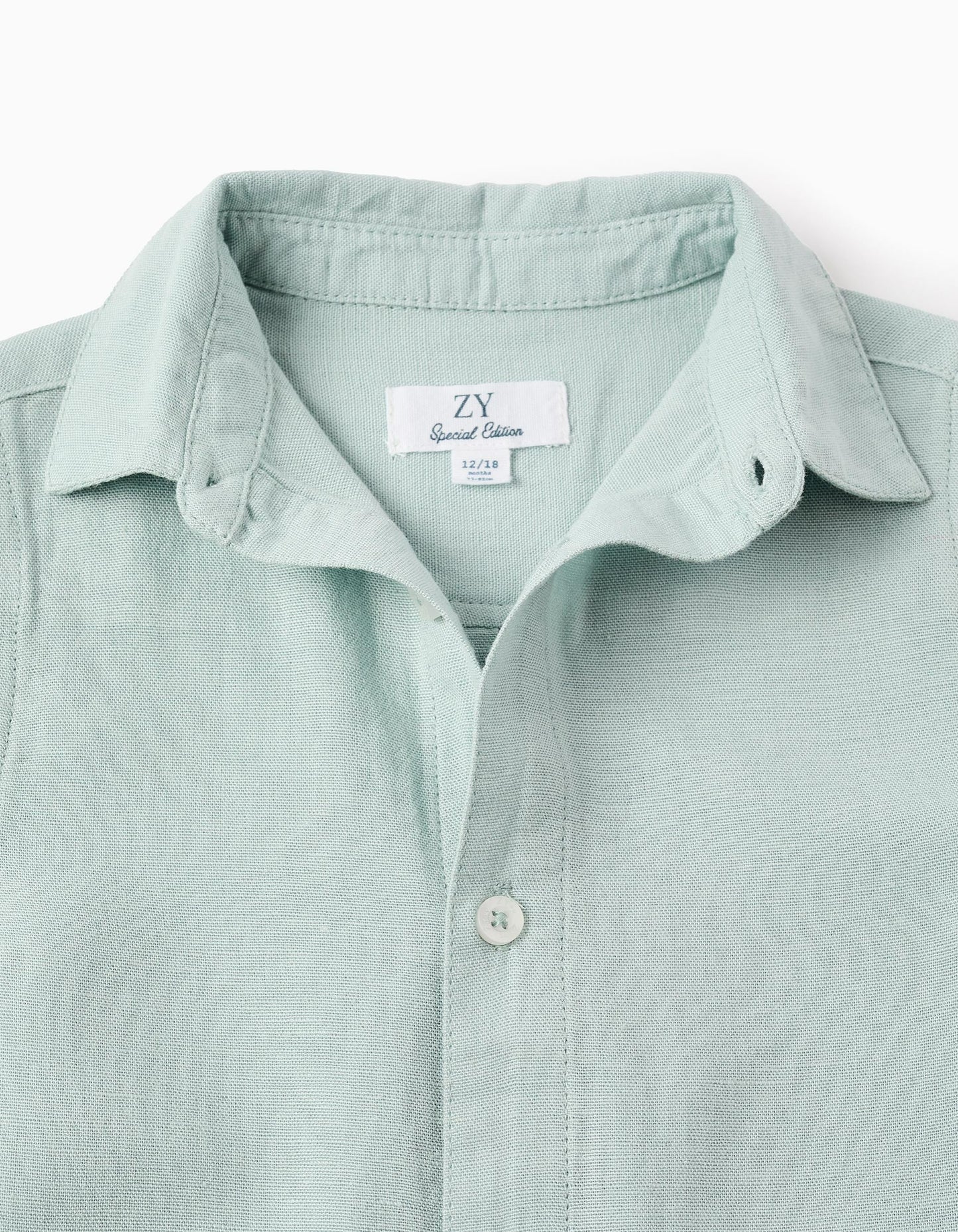 Shirt in Viscose, Cotton and Linen for Baby Boys, Aqua Green