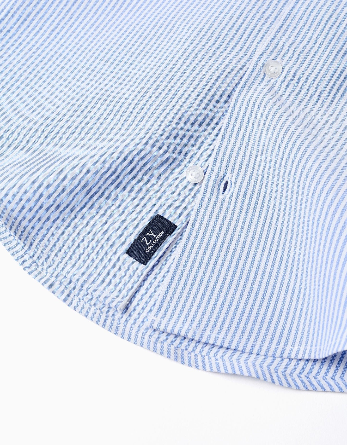 Striped Oxford Shirt for Boys, White/Blue