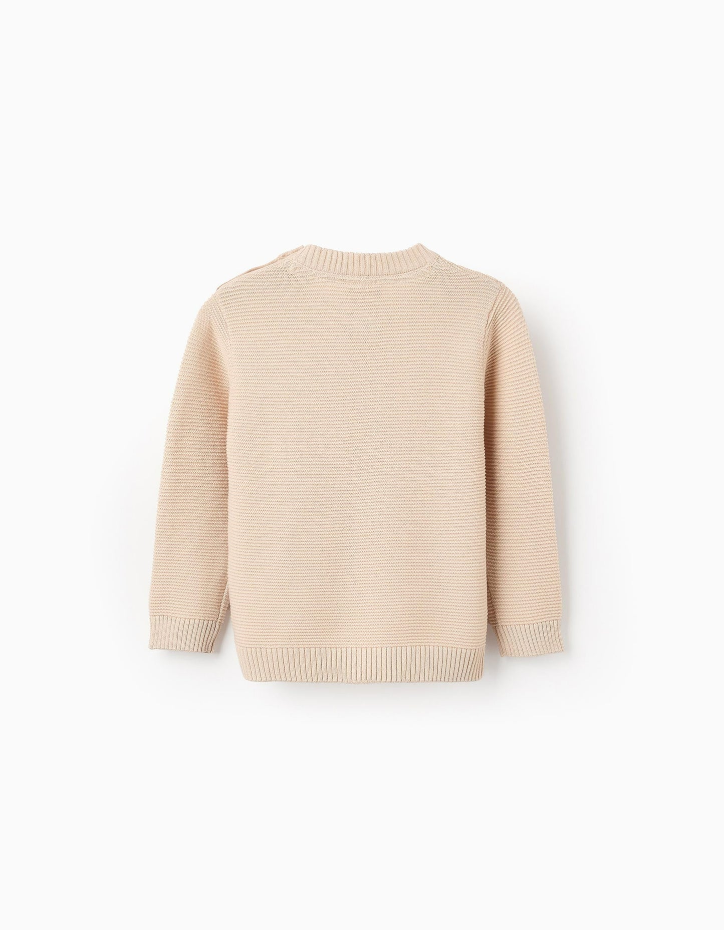 Knitted Jumper with Texture for Baby Boys, Beige