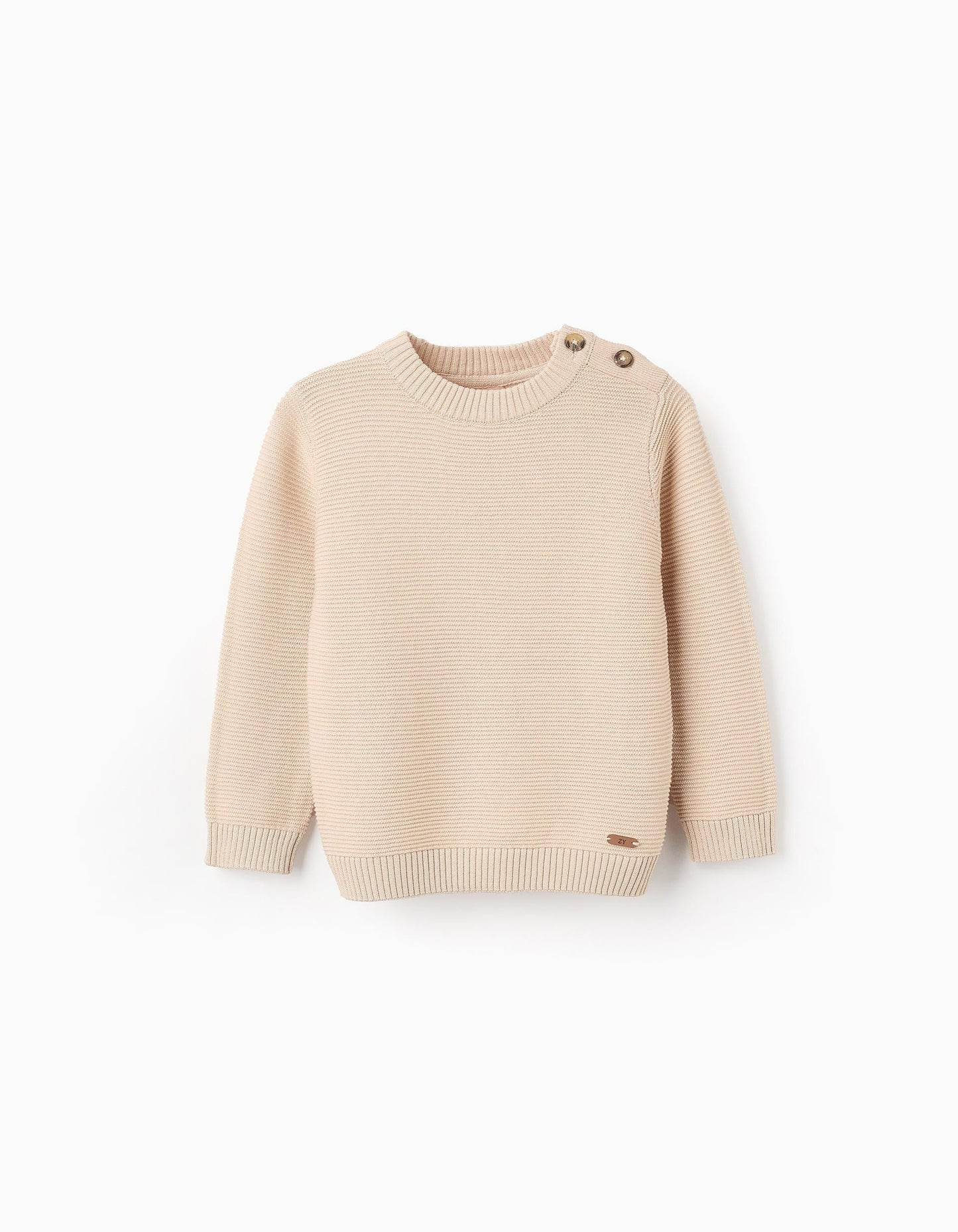 Knitted Jumper with Texture for Baby Boys, Beige