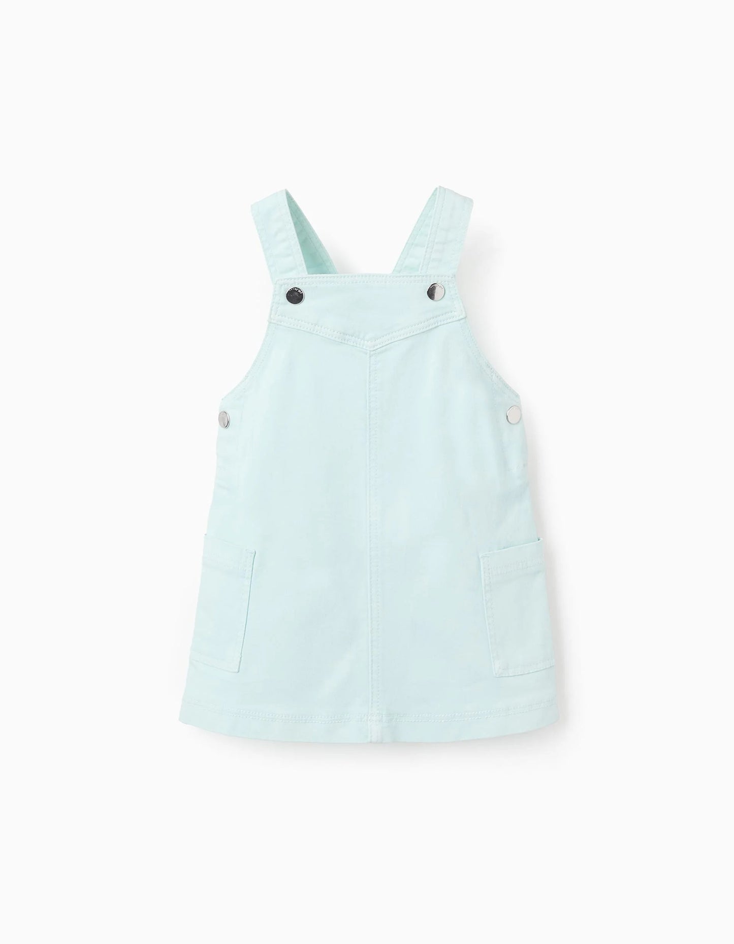 Pinafore Dress in Twill for Baby Girls, Light Blue