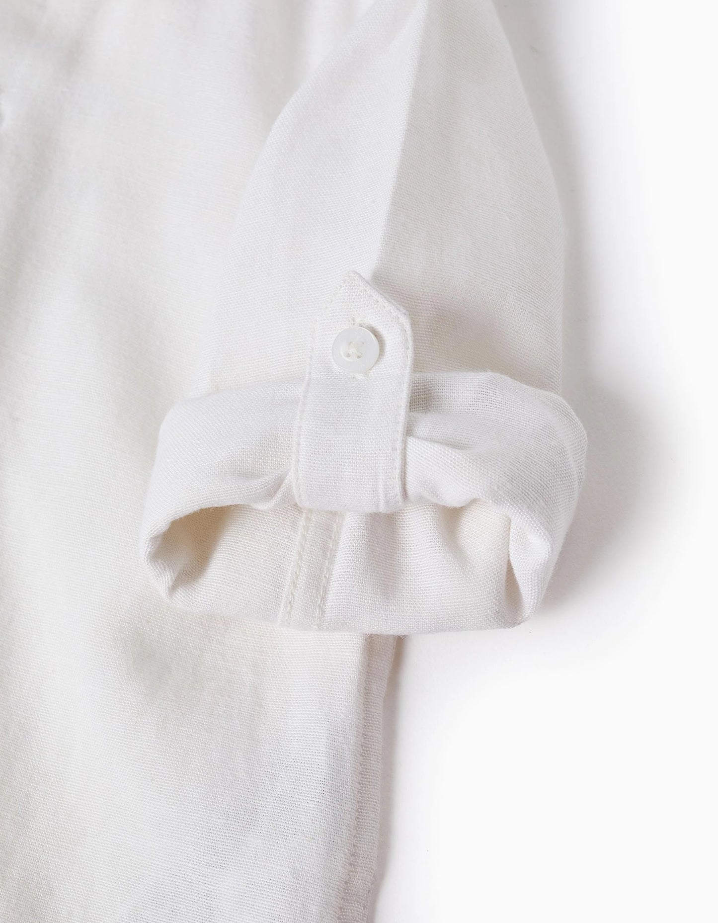 Shirt in Viscose, Cotton and Linen for Baby Boys, White