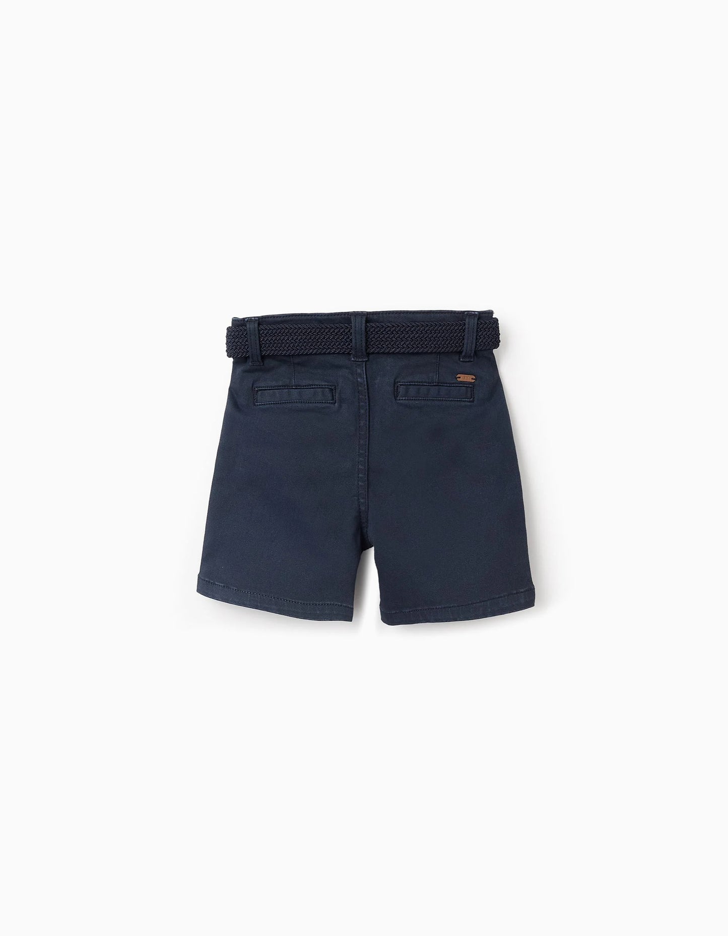 Chino Twill Shorts with Belt for Baby Boys, Dark Blue