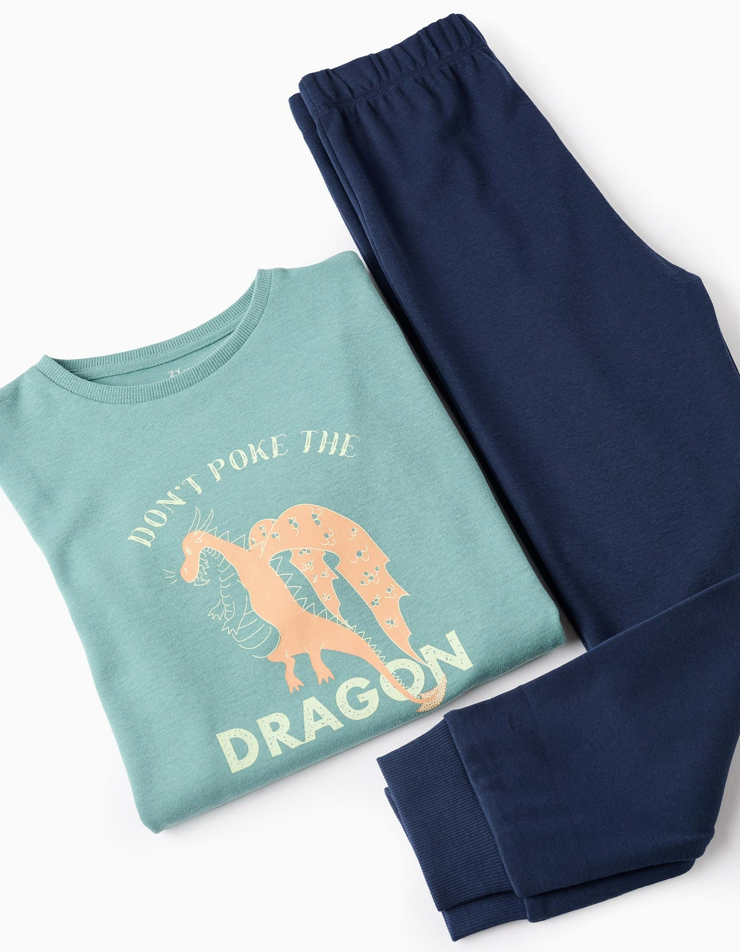 Glow in the Dark Pyjama in Cotton for Boys 'Dragon', Blue