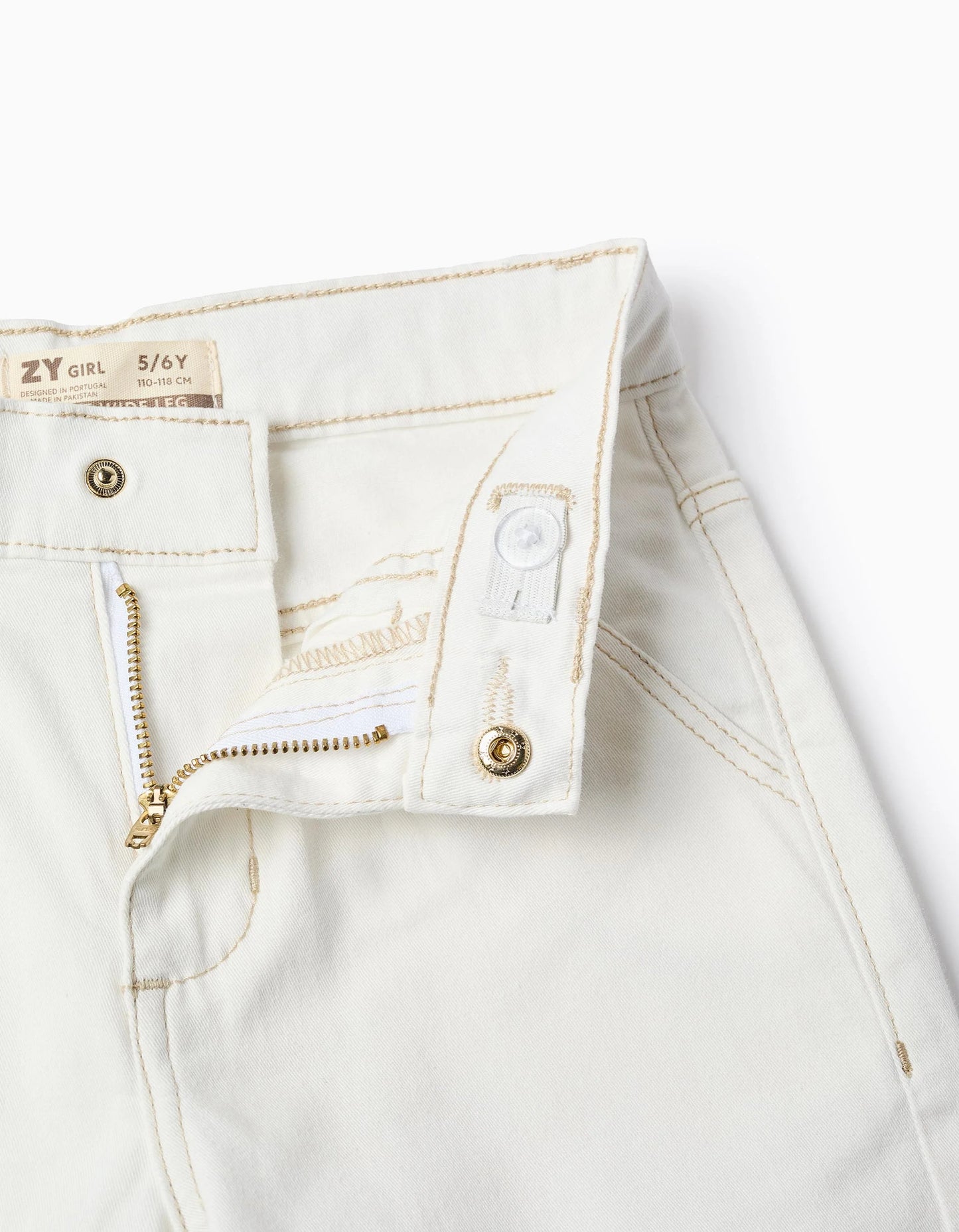 Twill Trousers for Girls 'Wide Leg', Beige