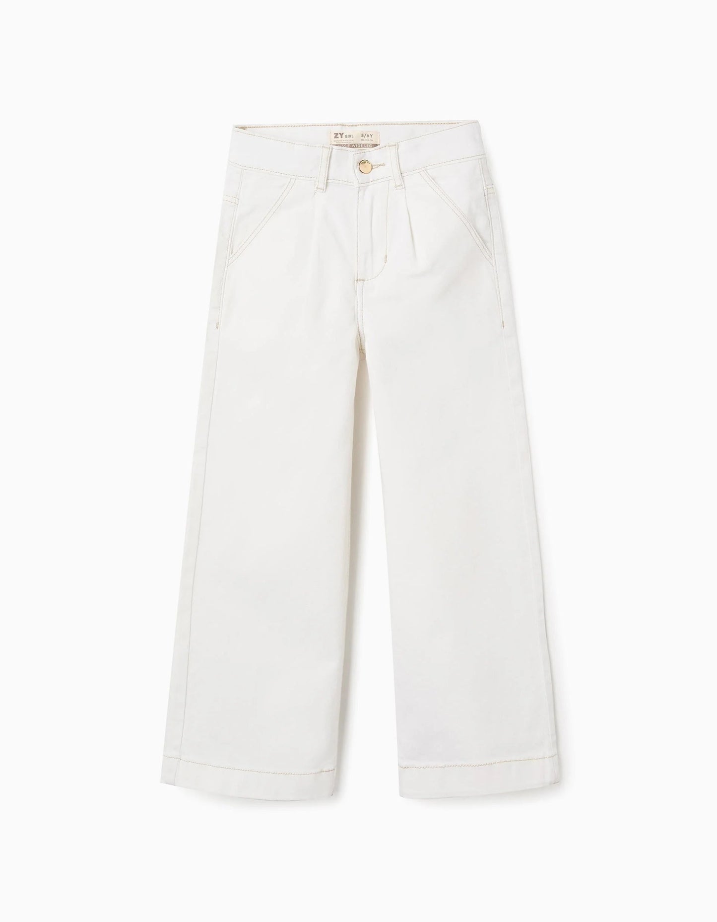 Twill Trousers for Girls 'Wide Leg', Beige