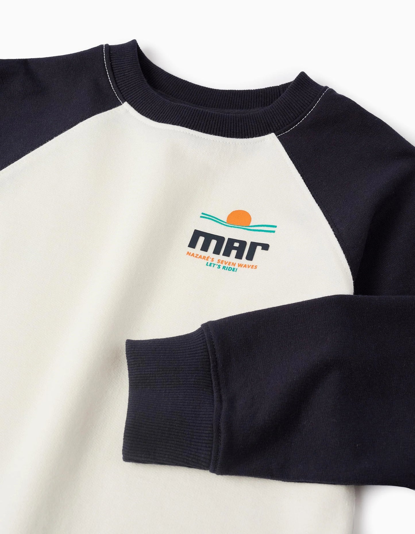 Raglan Sleeve Sweatshirt for Boys 'Navy', White/Dark Blue