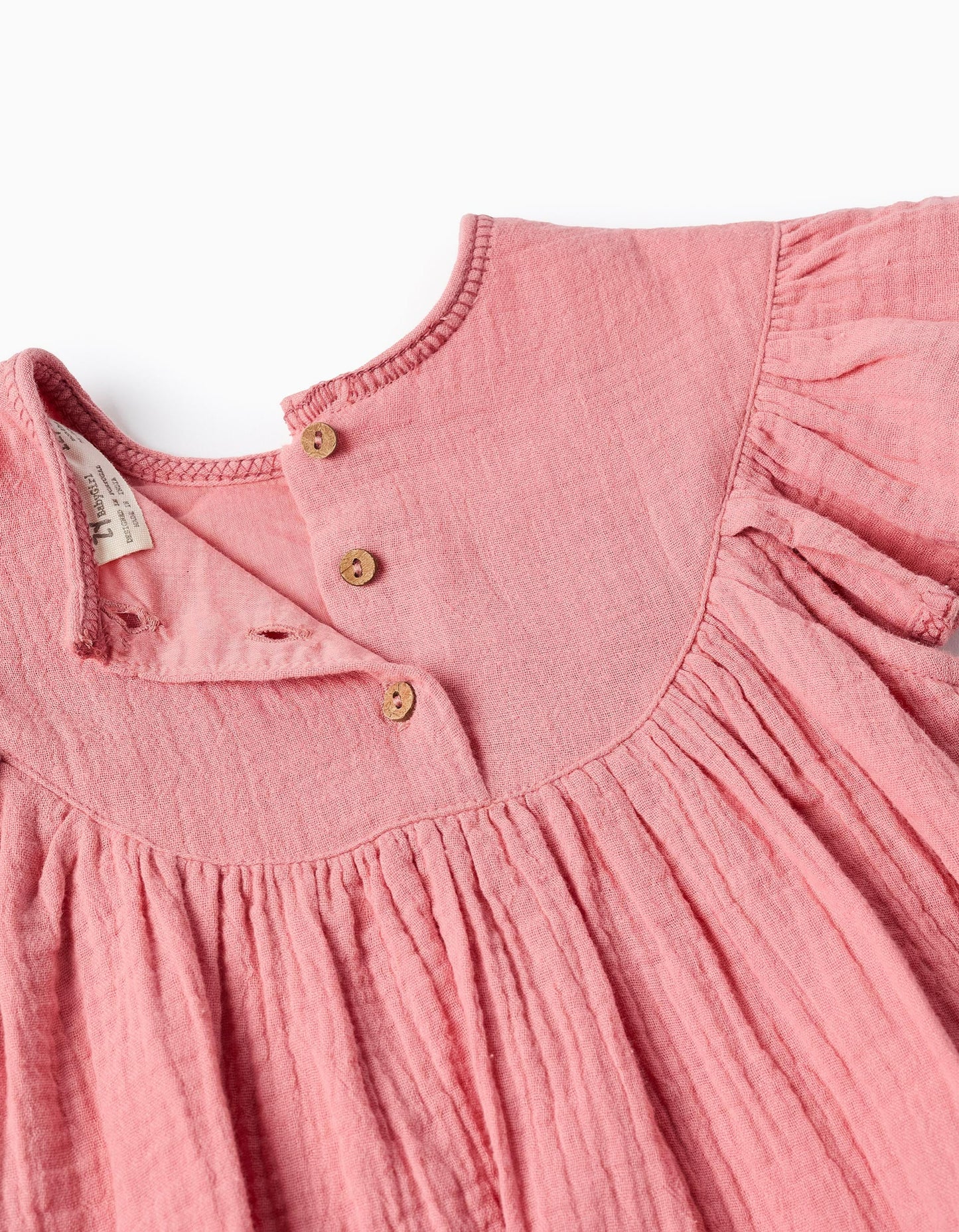 Dress + Bloomers in Cotton Muslin for Baby Girls, Pink