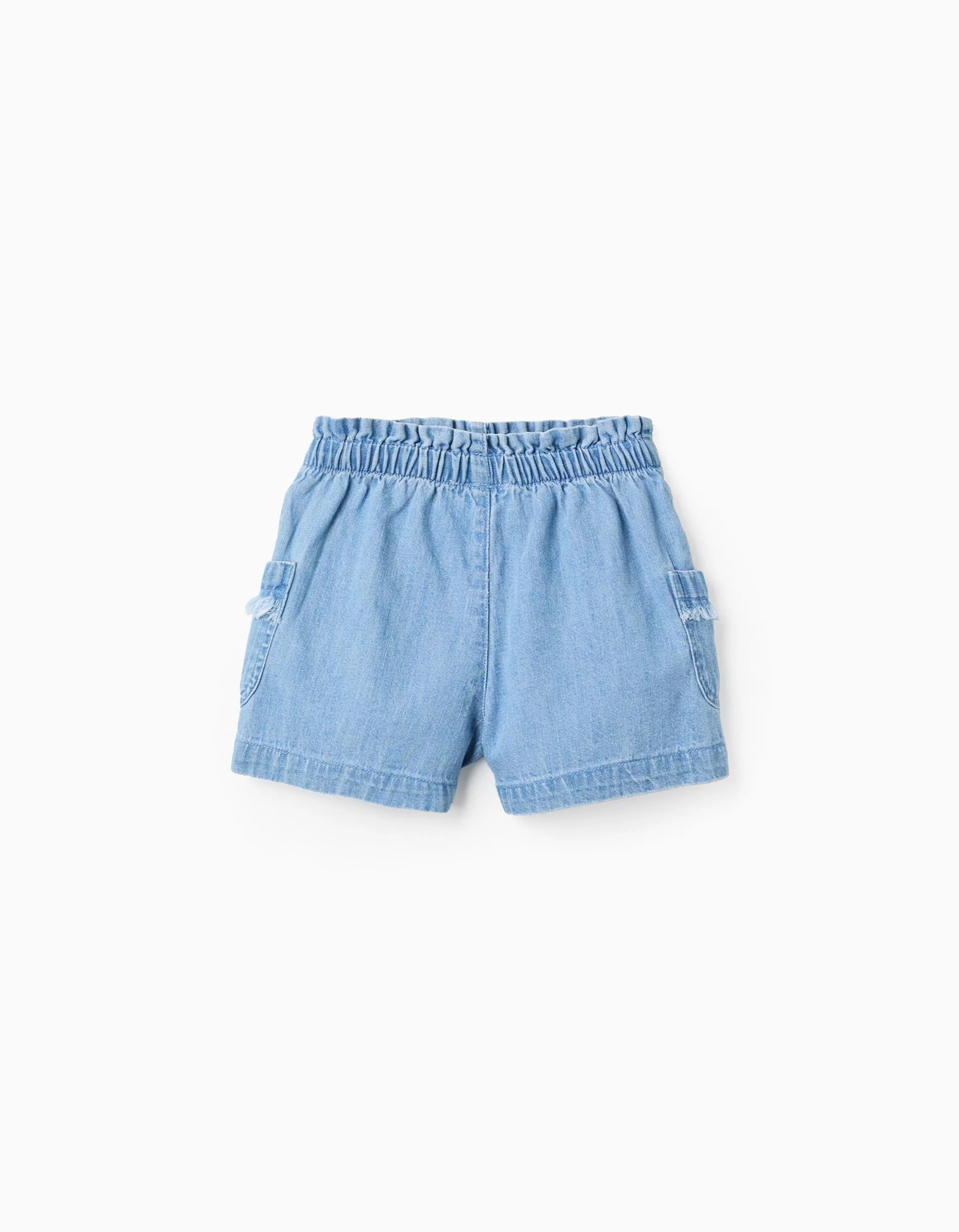 Denim Shorts with Frayed Details for Baby Girls, Blue