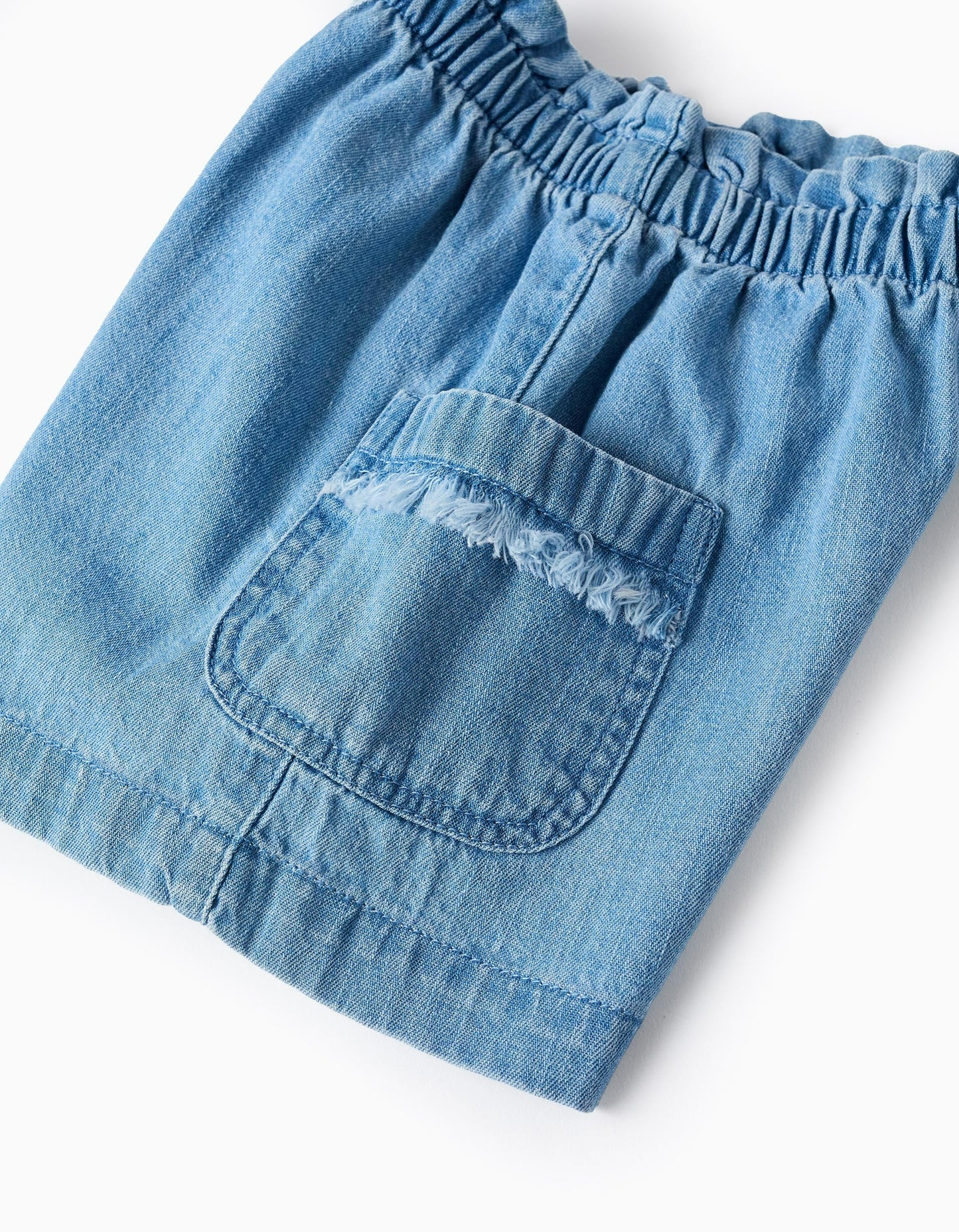 Denim Shorts with Frayed Details for Baby Girls, Blue