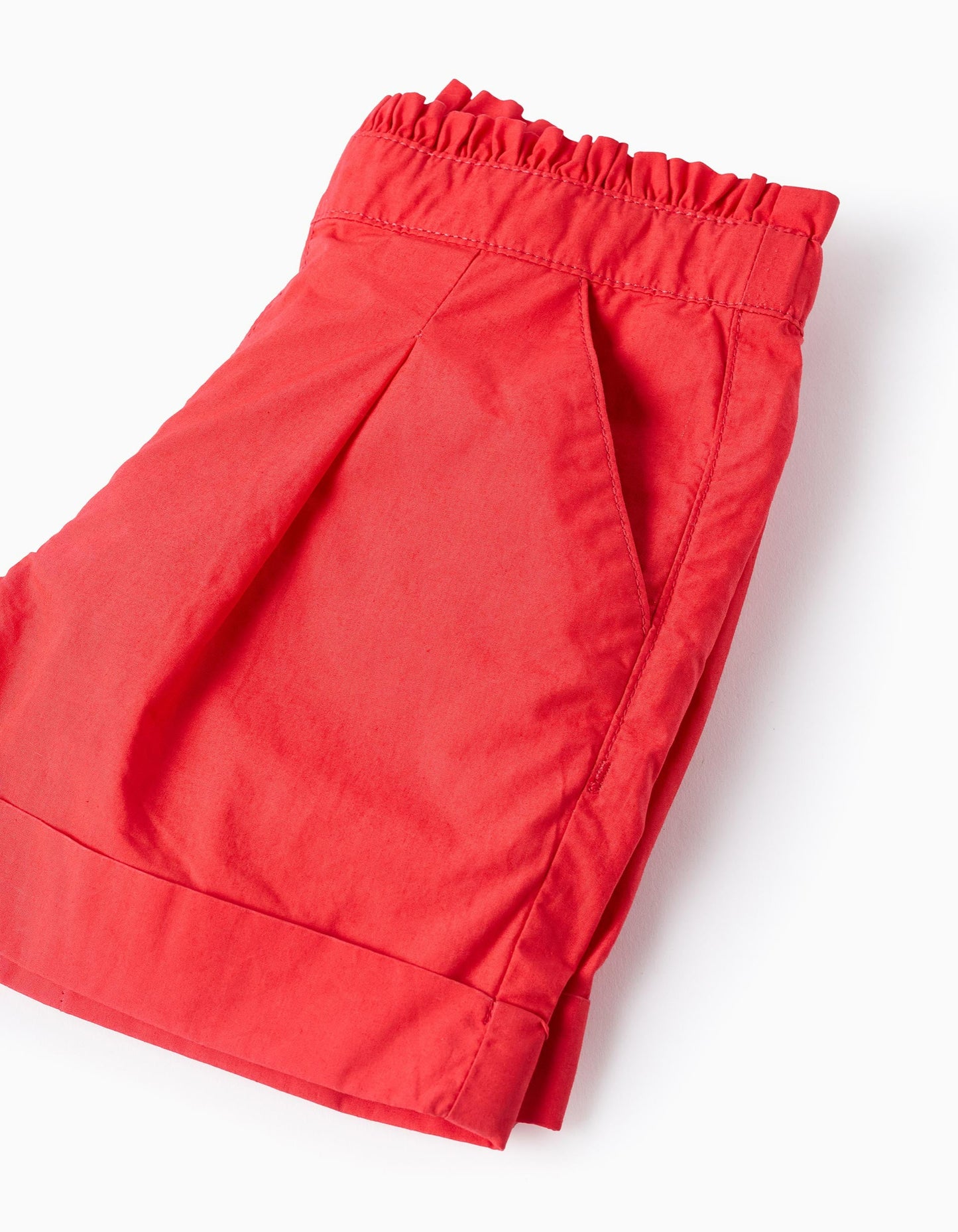 Poplin Shorts with Ruffles for Girls, Red