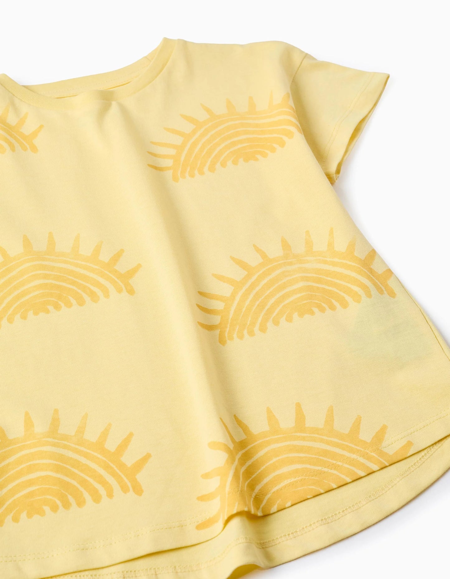 Cotton T-shirt with Motif for Girls 'Sunshine', Yellow