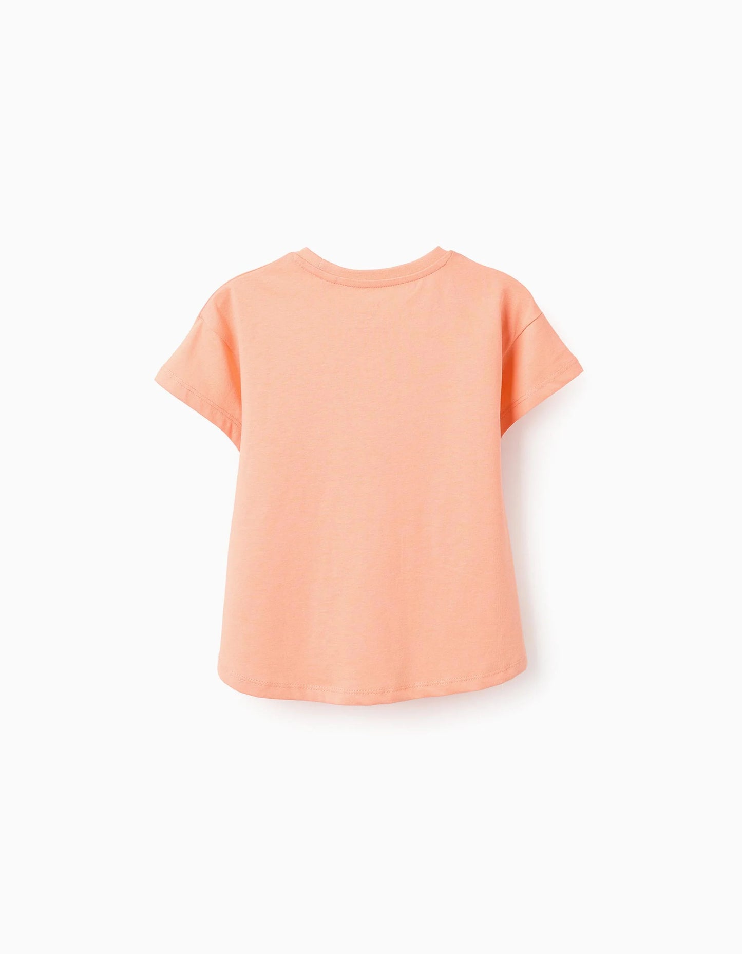 Cotton T-shirt with Motif for Girls 'Birds', Coral