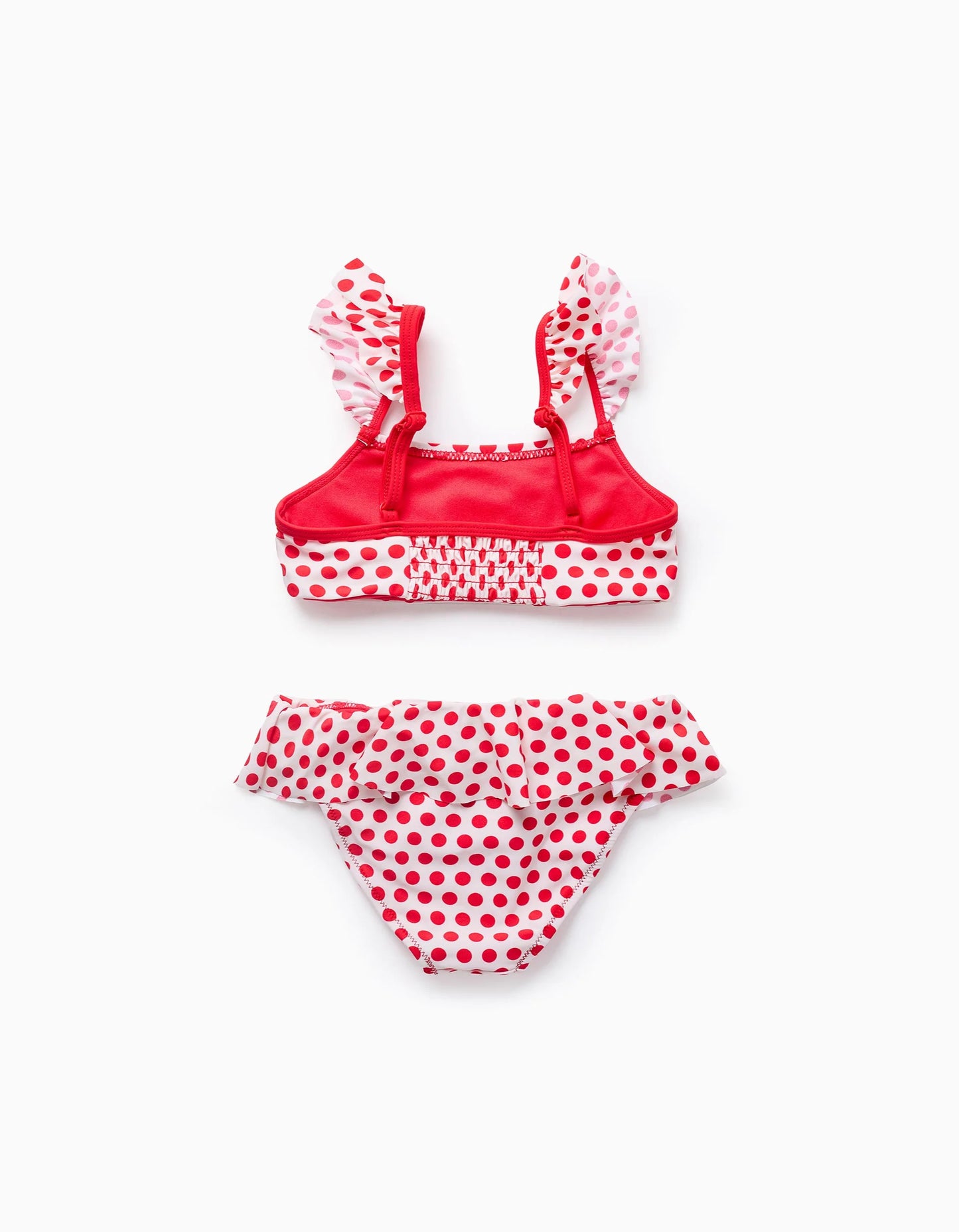 Polka Dot Bikini with Ruffles for Girls, White/Red