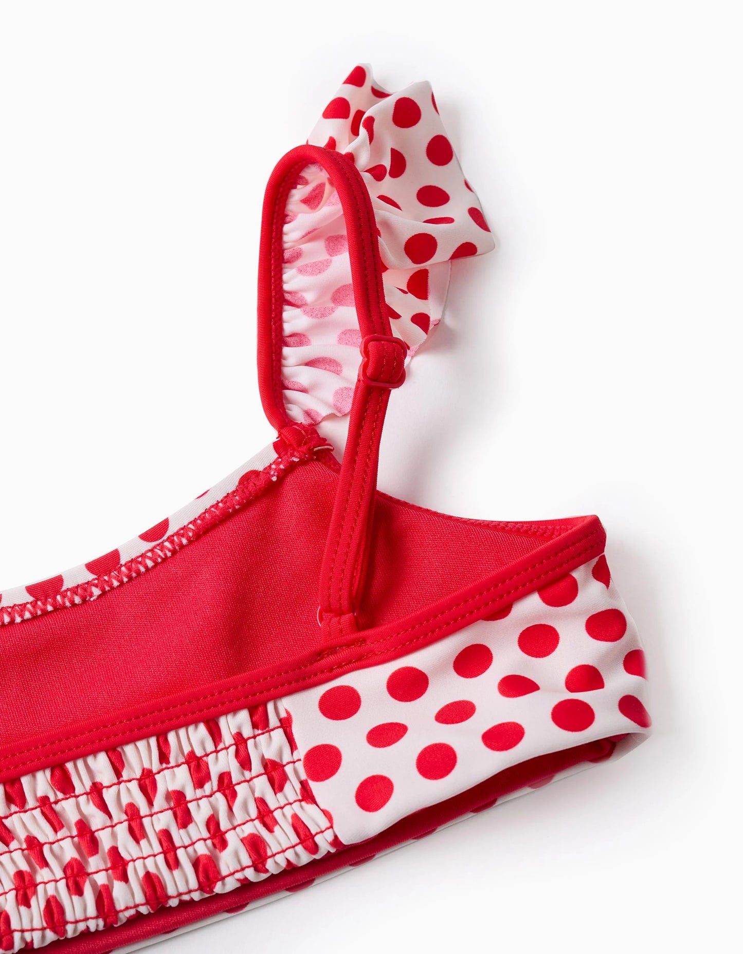 Polka Dot Bikini with Ruffles for Girls, White/Red