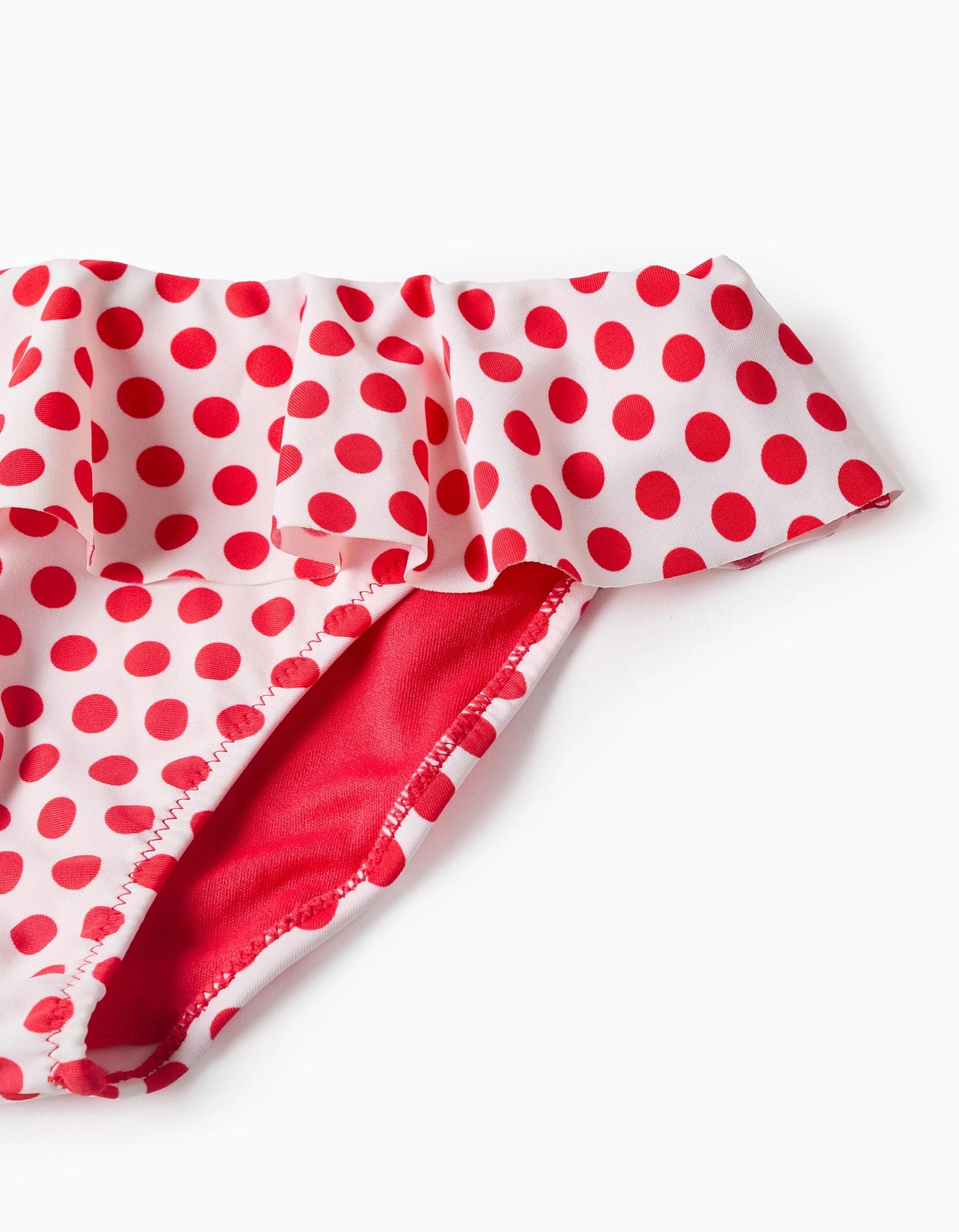 Polka Dot Bikini with Ruffles for Girls, White/Red