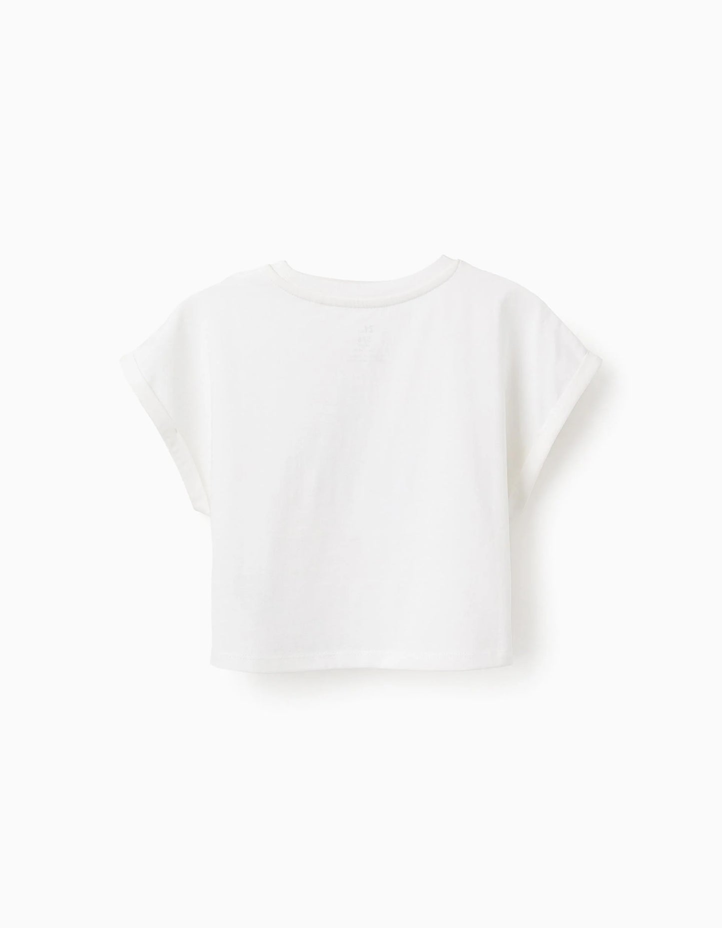 Cropped Cotton T-shirt for Girls 'Lovely', White