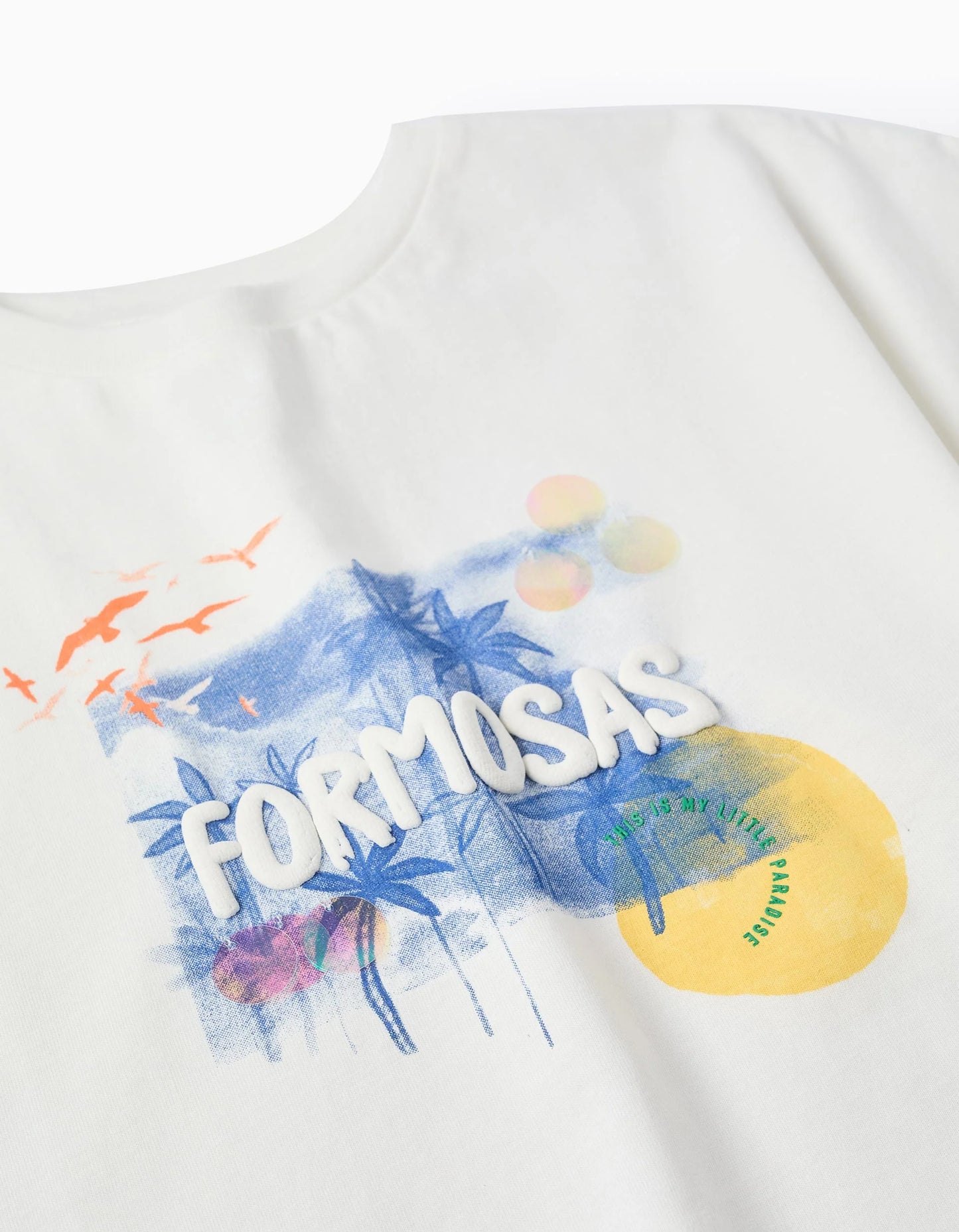 Cropped Cotton T-shirt for Girls 'Lovely', White