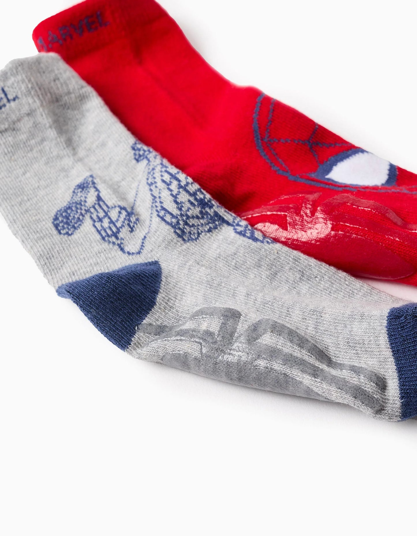 Pack 2 Pairs of Non-Slip Socks for Boys 'Spider-Man', Red/Grey