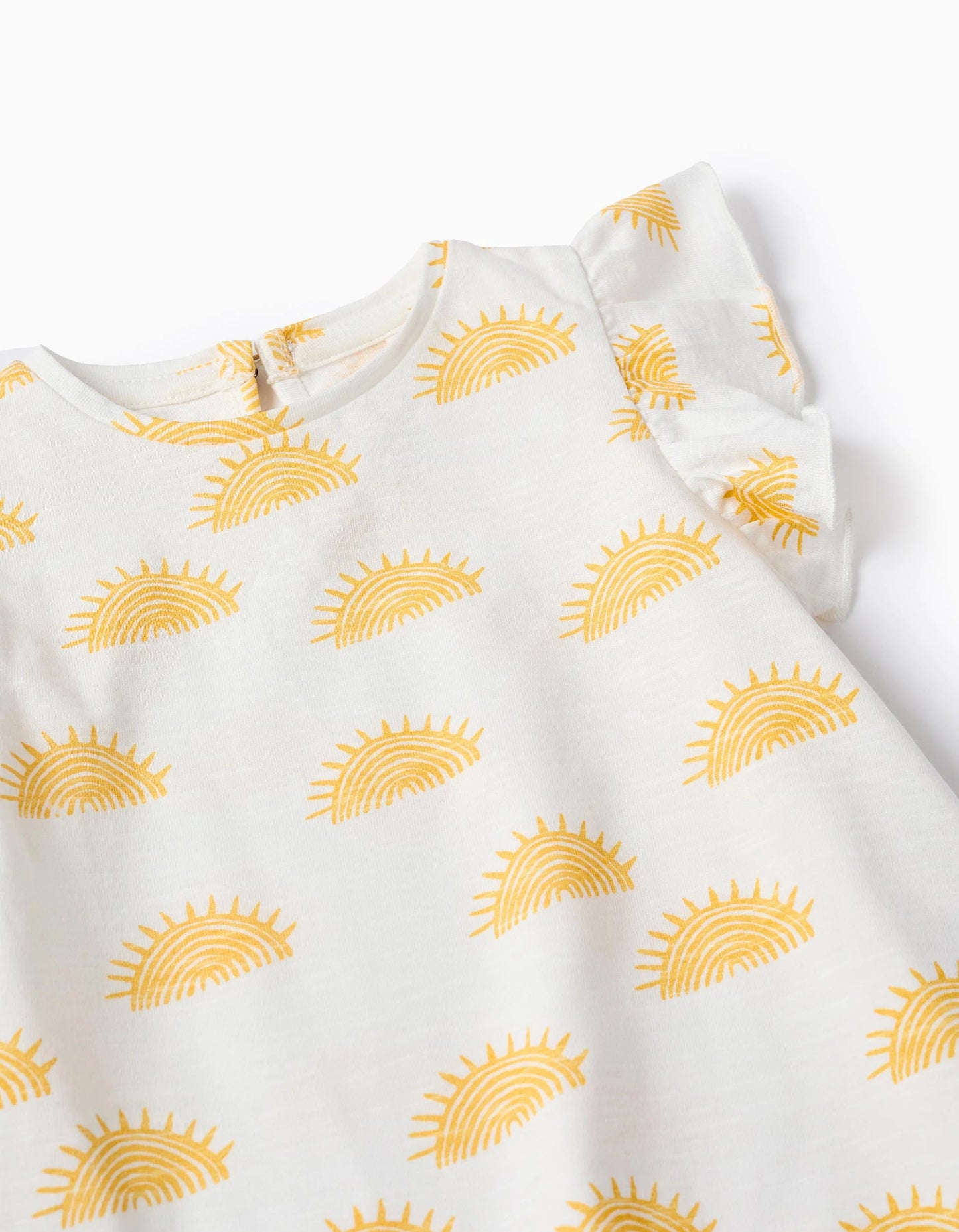 T-shirt + Cotton Shorts for Baby Girls 'Sun', White/Blue
