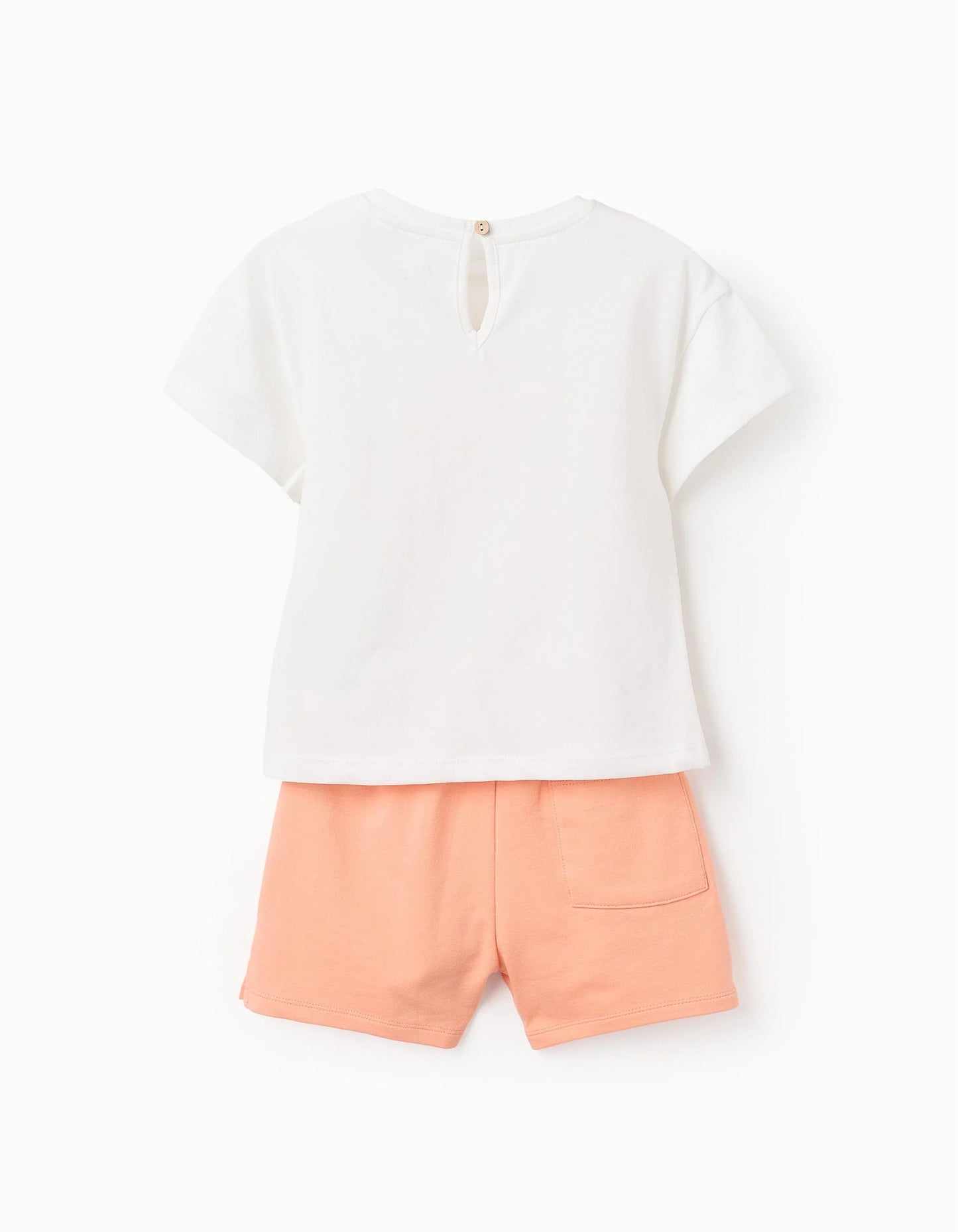 T-shirt + Shorts for Baby Girls 'Summer', White/Coral