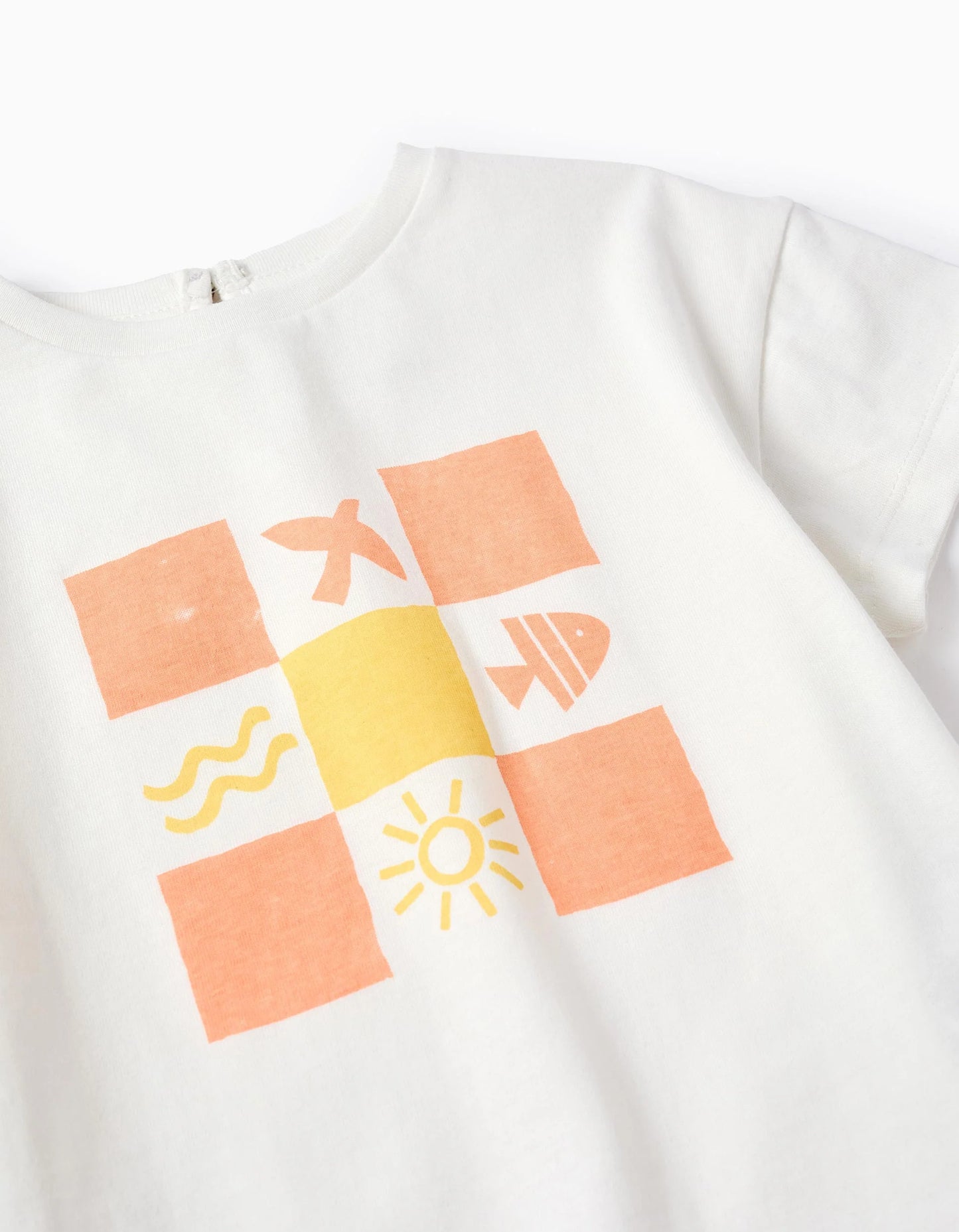 T-shirt + Shorts for Baby Girls 'Summer', White/Coral