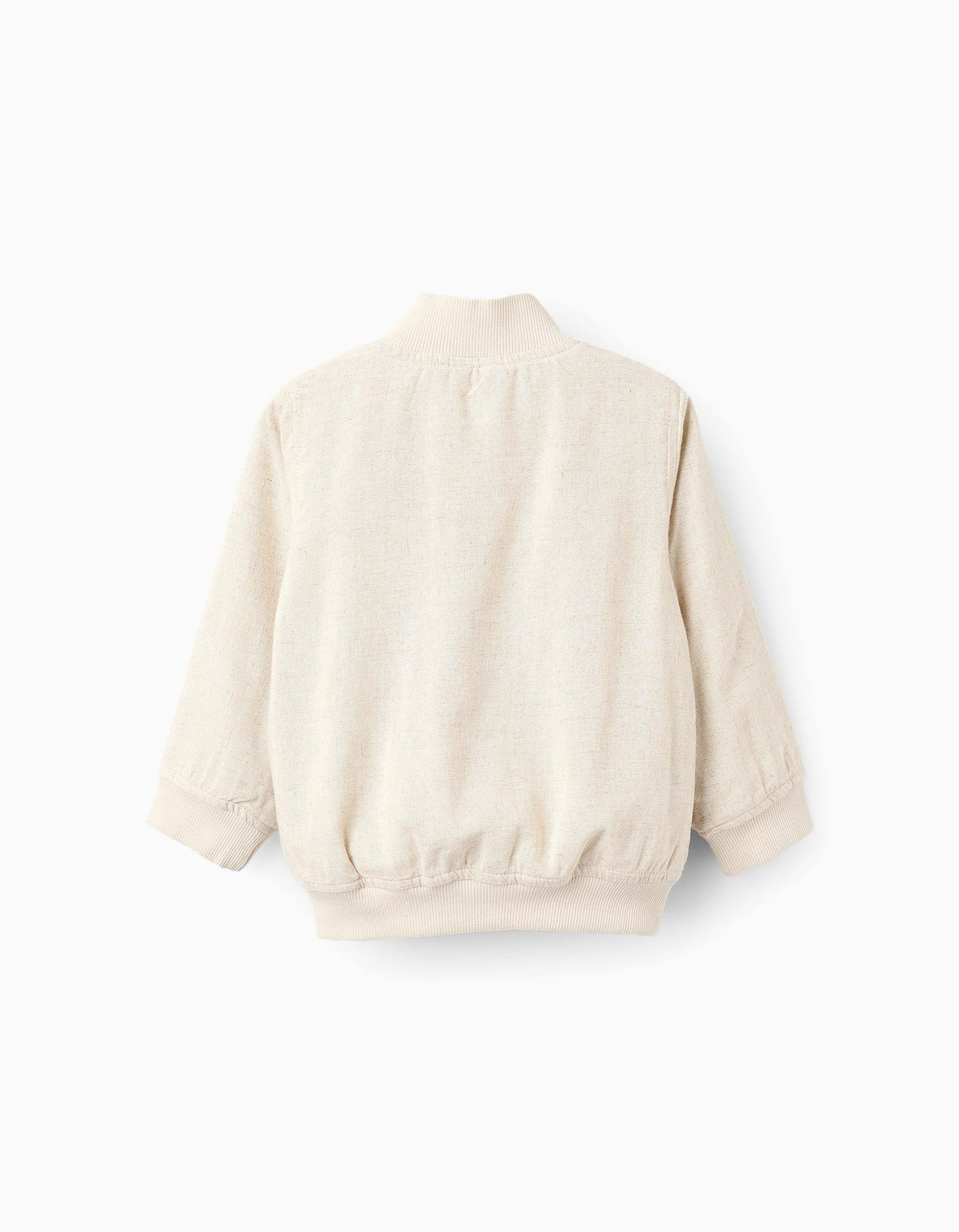 Linen Bomber Jacket for Baby Boys, Beige