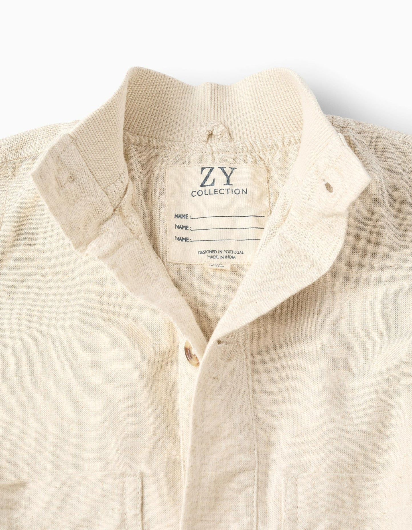 Linen Bomber Jacket for Baby Boys, Beige