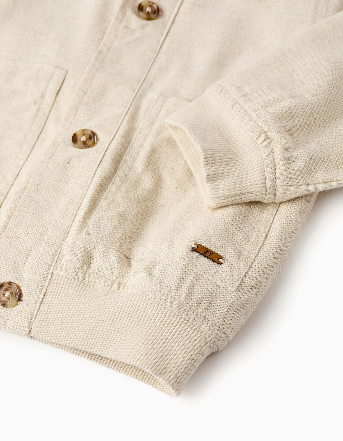 Linen Bomber Jacket for Baby Boys, Beige