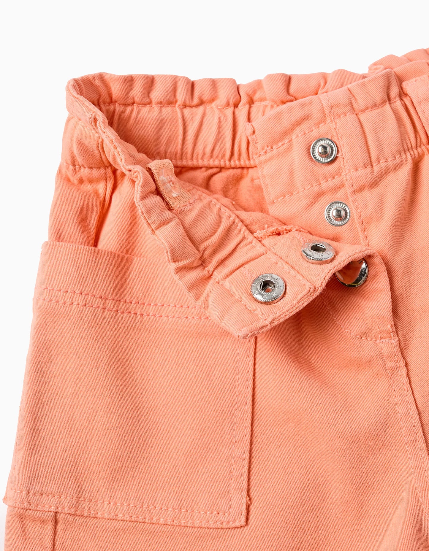 Paperbag Waist Shorts for Baby Girls, Coral
